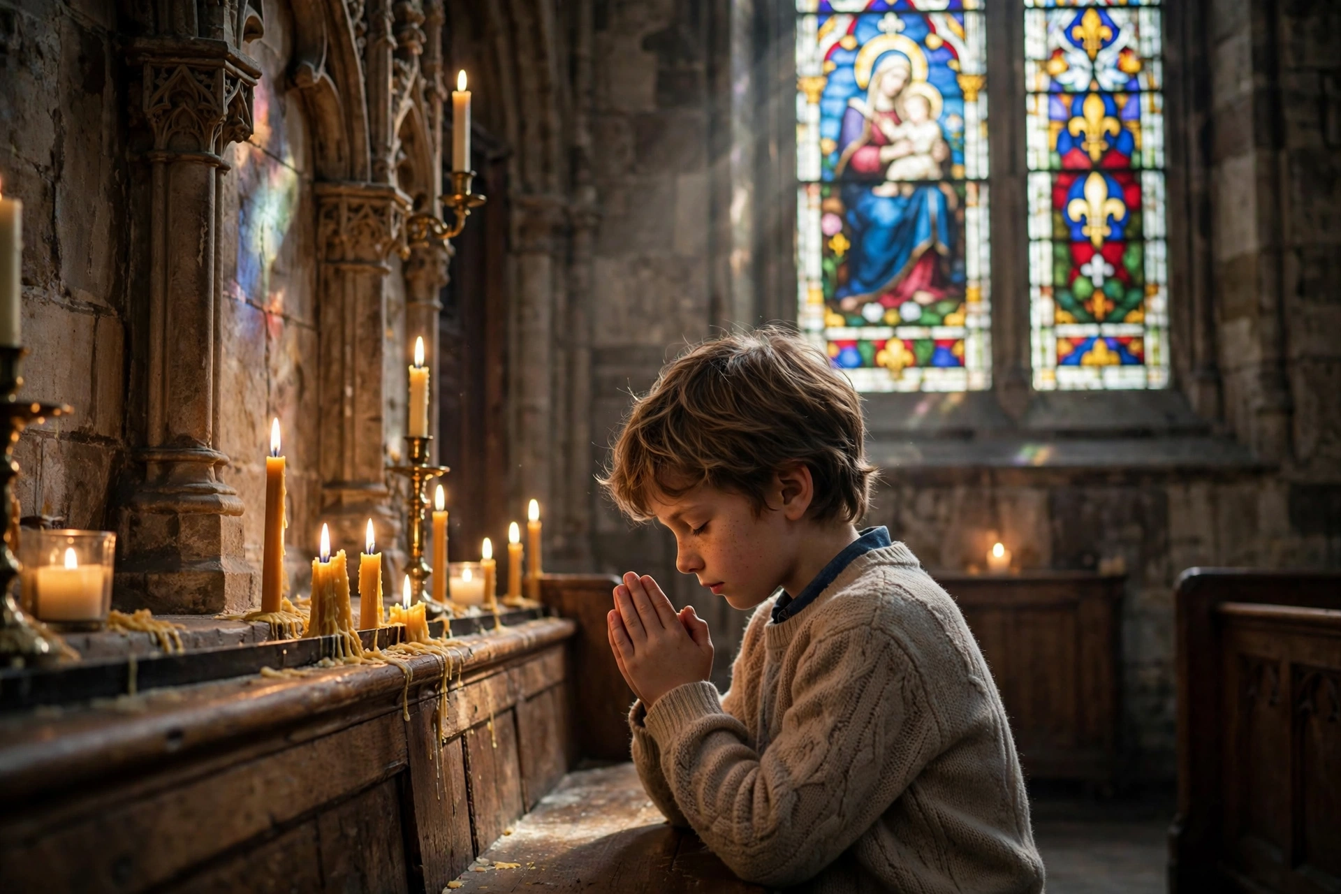 Child Praying at Church