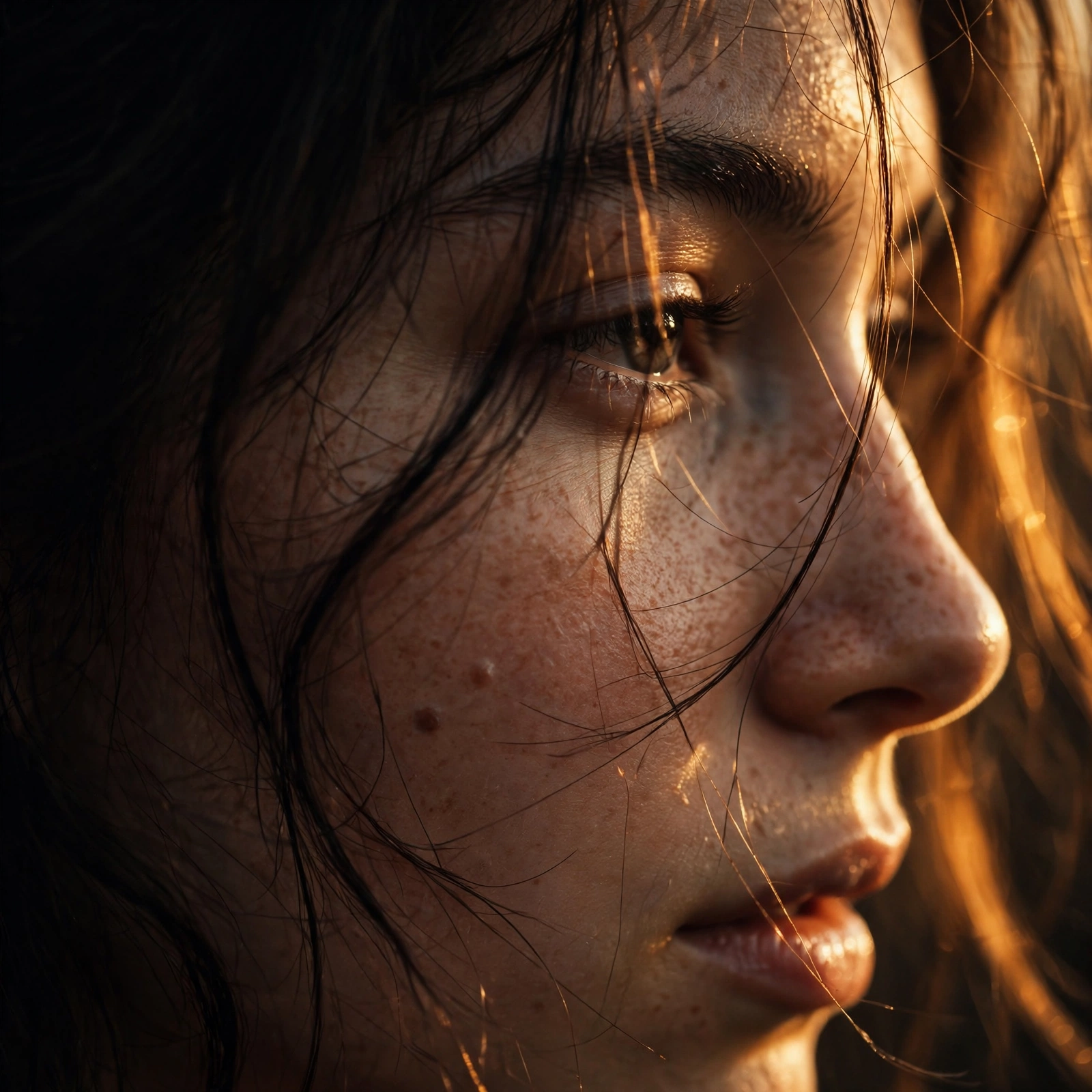 Cinematic Female Half-Face Eyes Portrait
