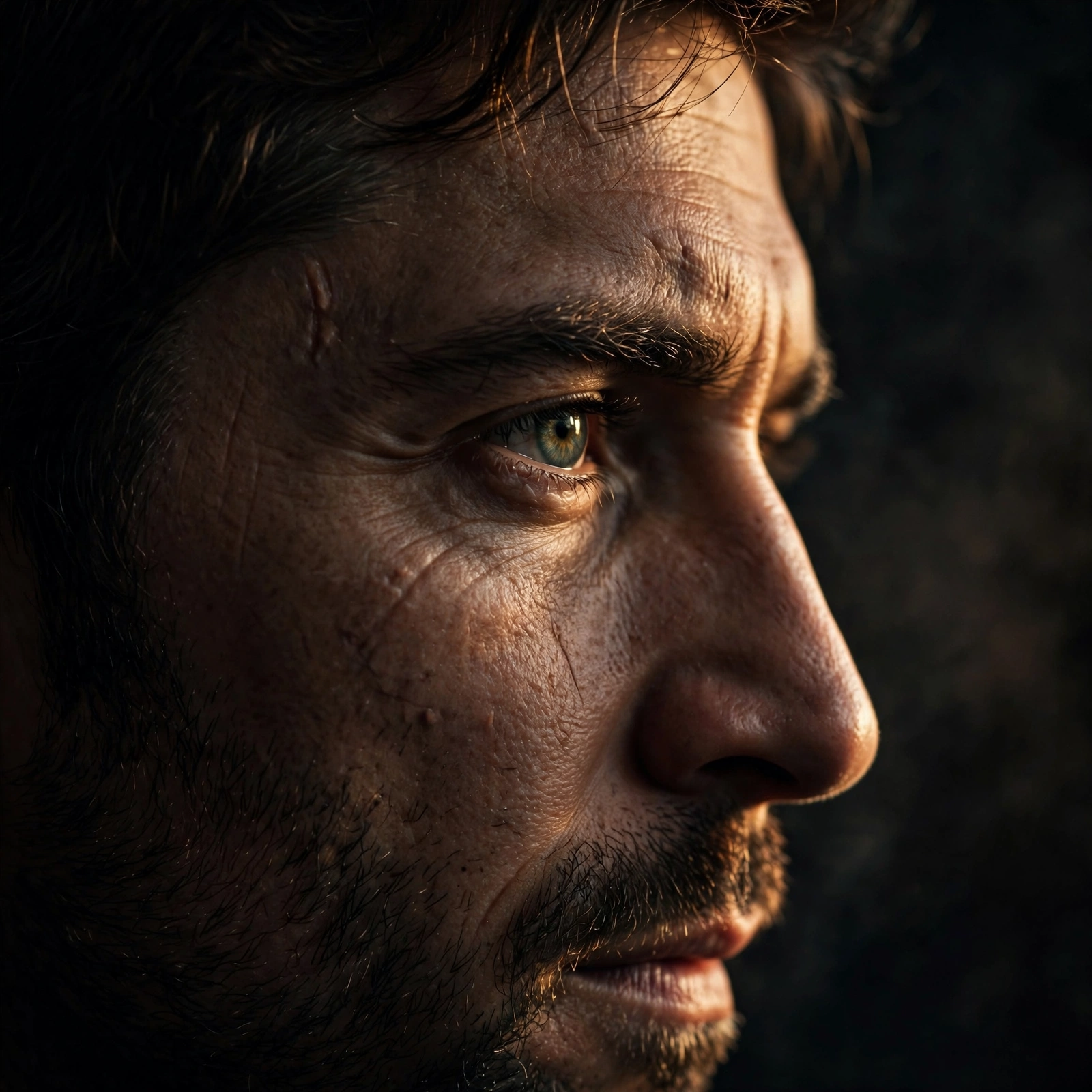 Cinematic Male Half-Face Eyes Portrait