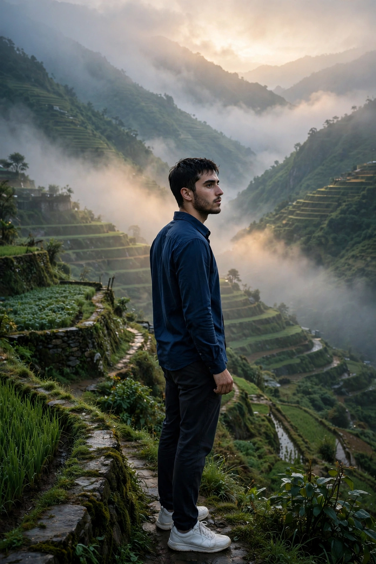 Cinematic Mountain Terraces Video Prompt