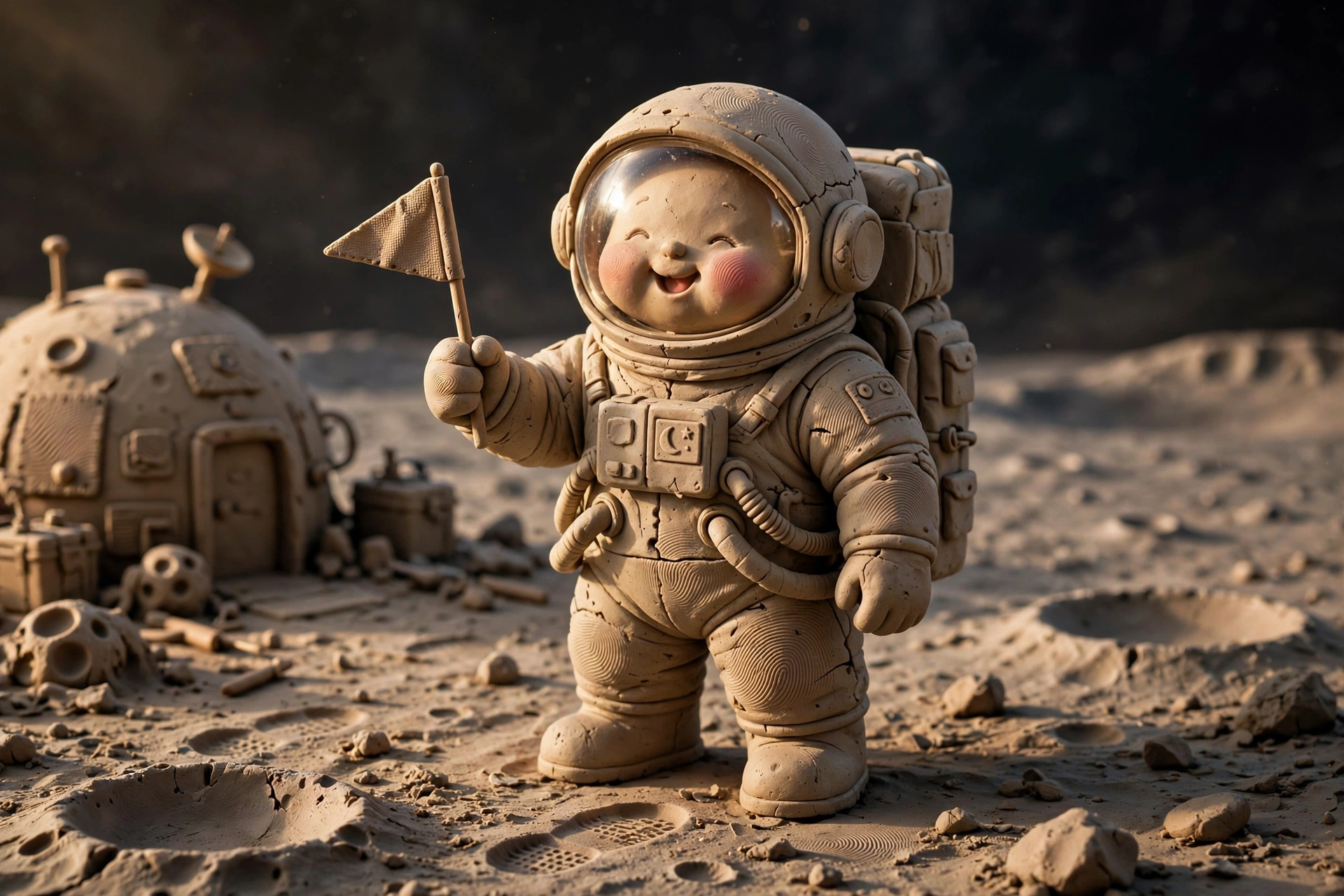 Clay Astronaut Figurine