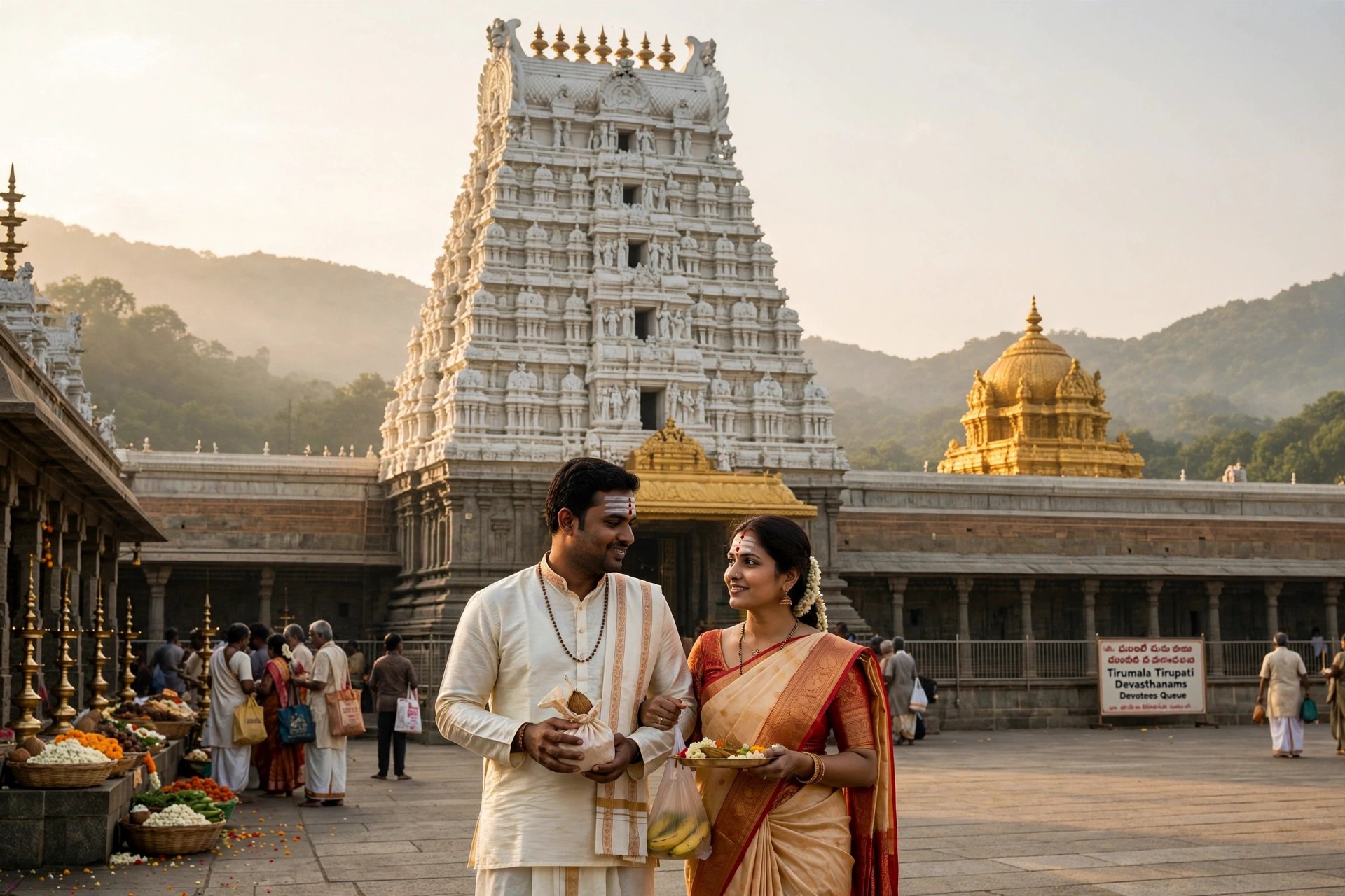 Couple at Tirupati Temple