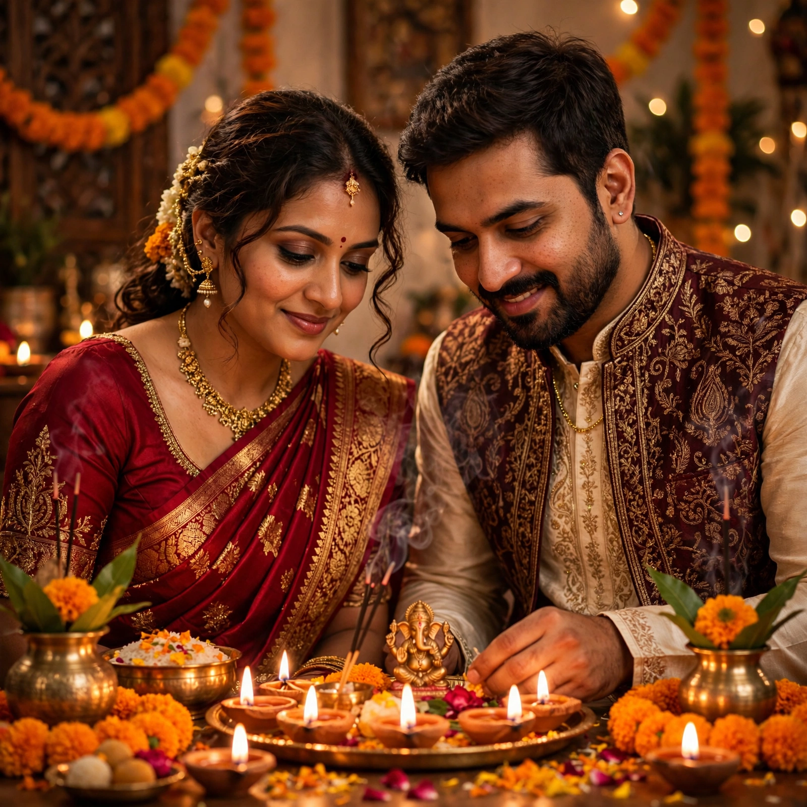 Couple Diwali Puja