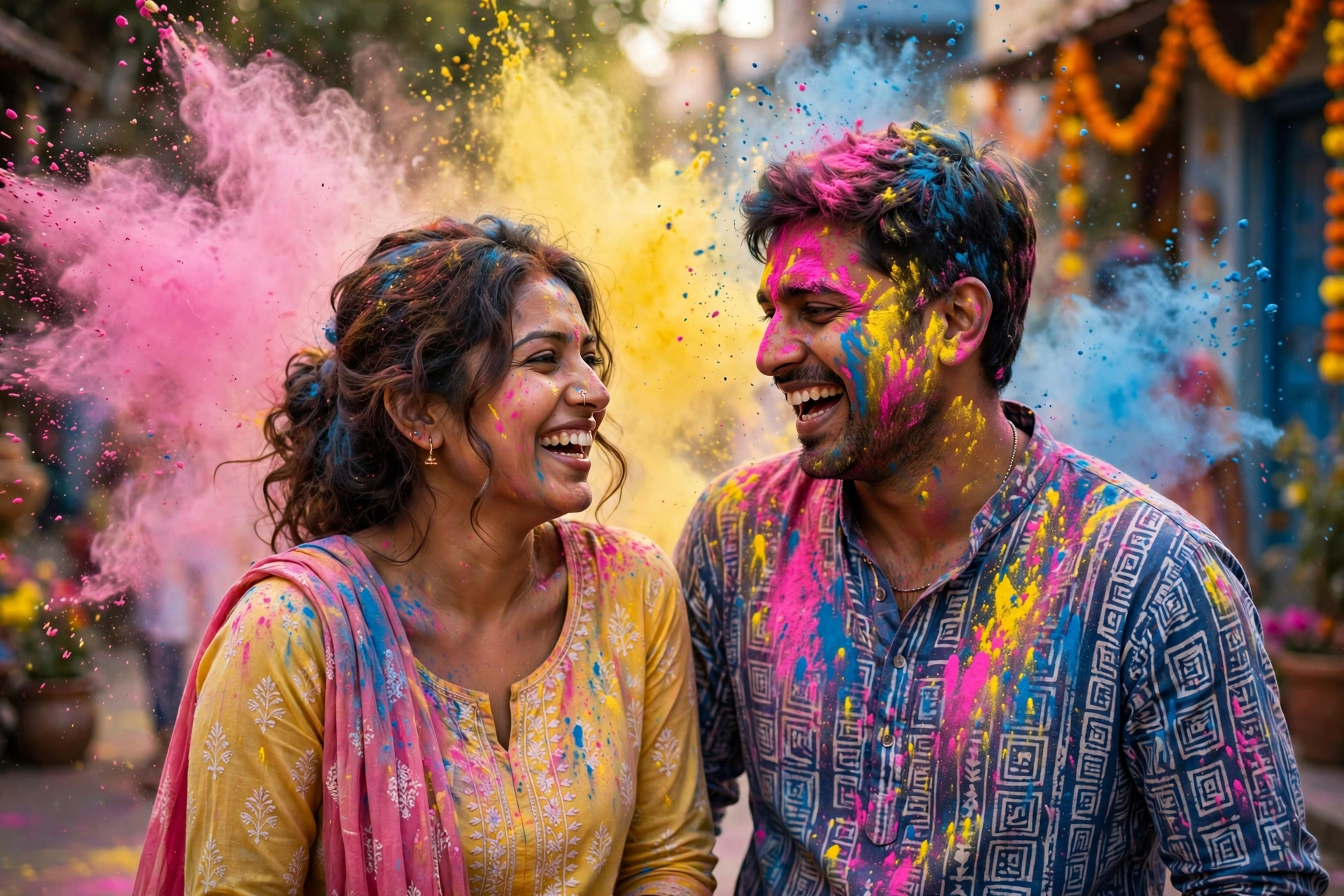 Couple Holi Colors