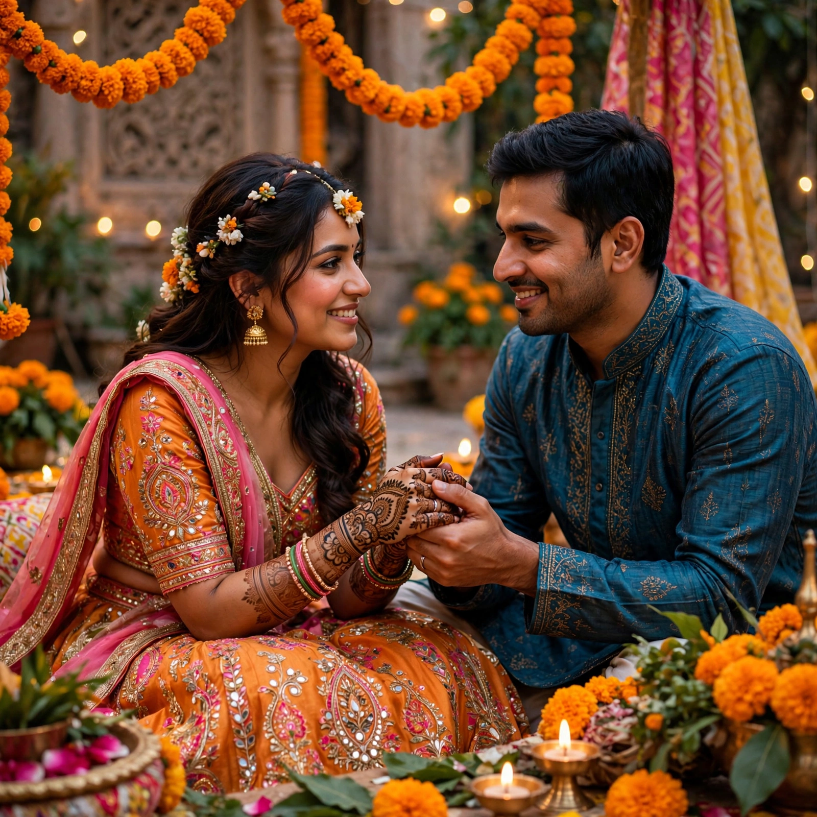 Couple Mehndi Look