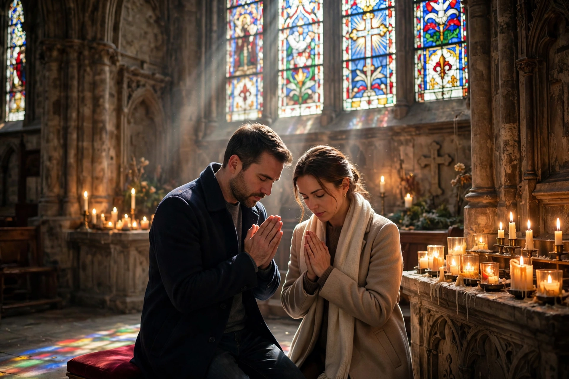 Couple Praying at Church