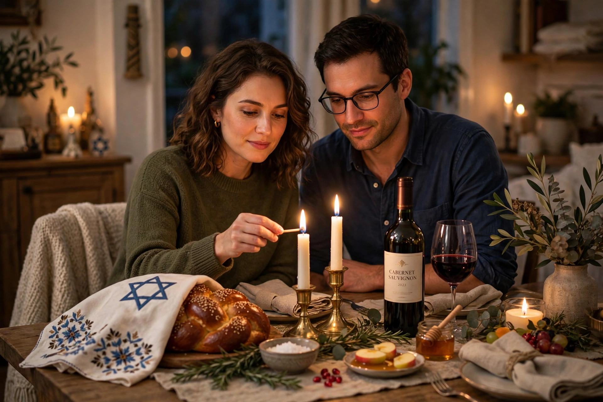 Couple Shabbat Candles