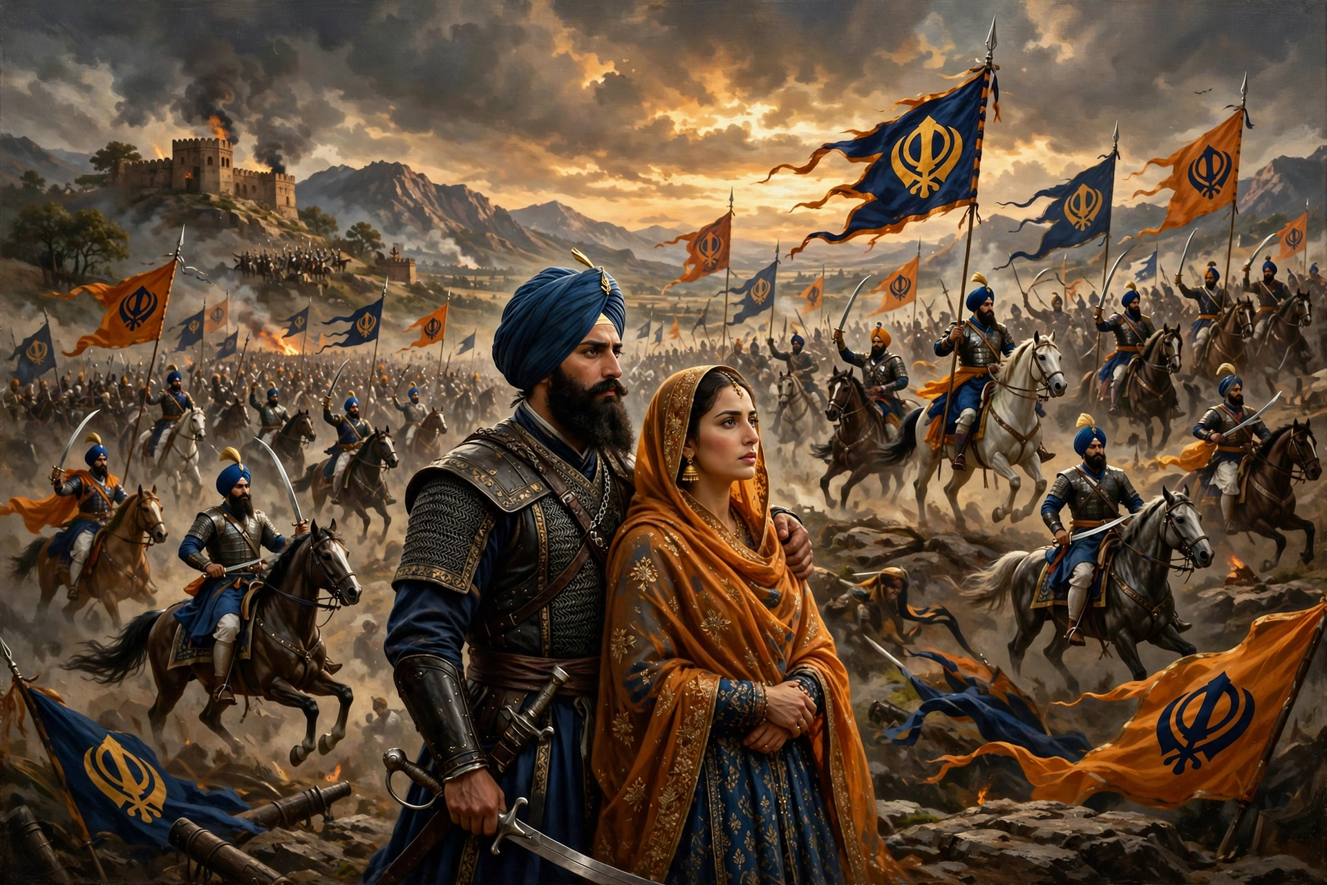 Couple Sikh History Art