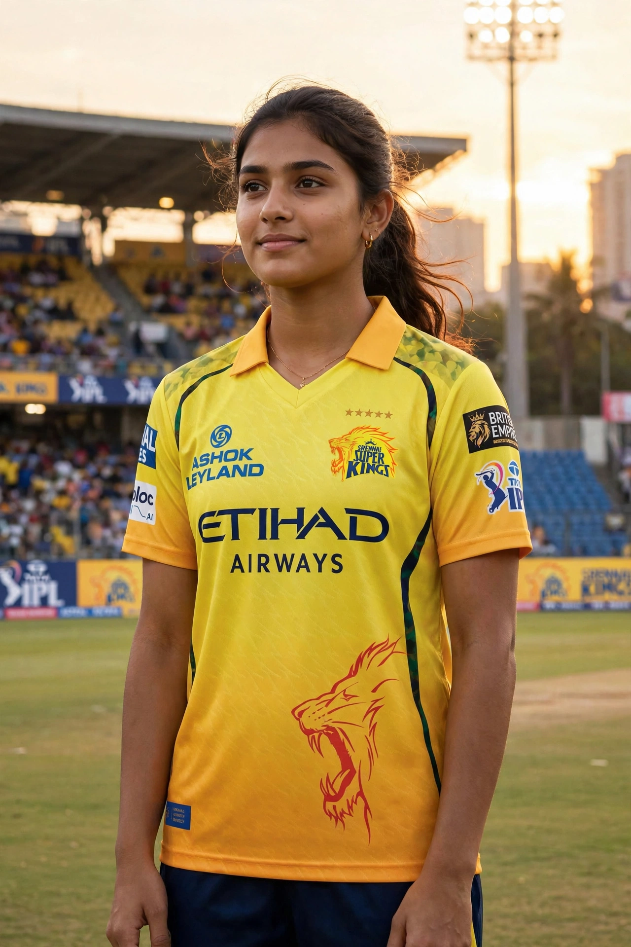 CSK Jersey Girl Photorealistic Prompt