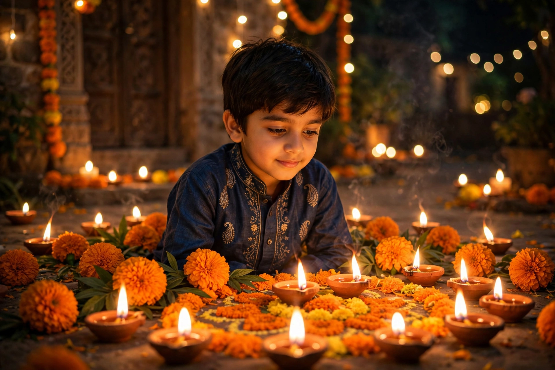 Diwali Diya Boy Art