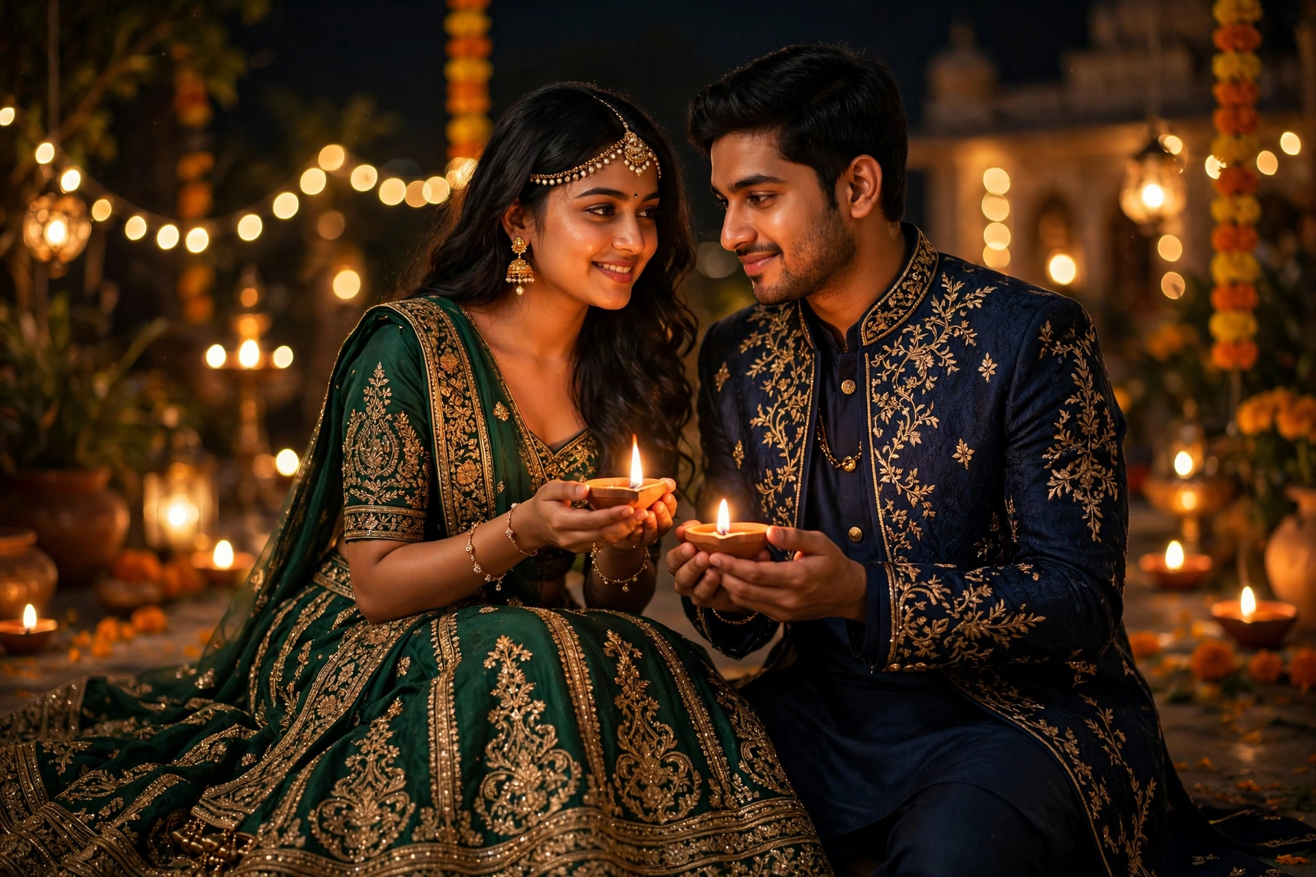 Diwali Diya Couple