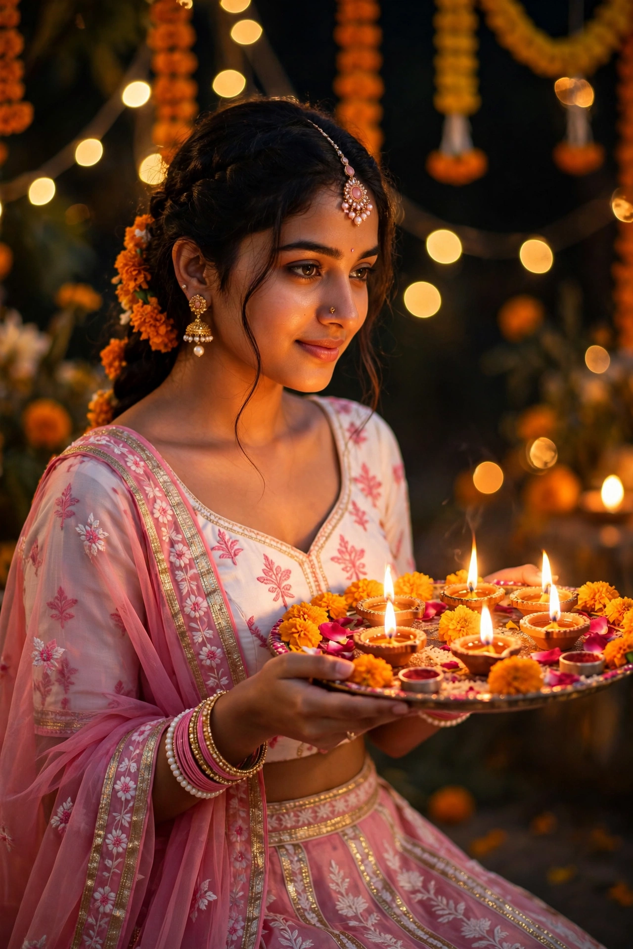 Diwali Diya Thali Portrait