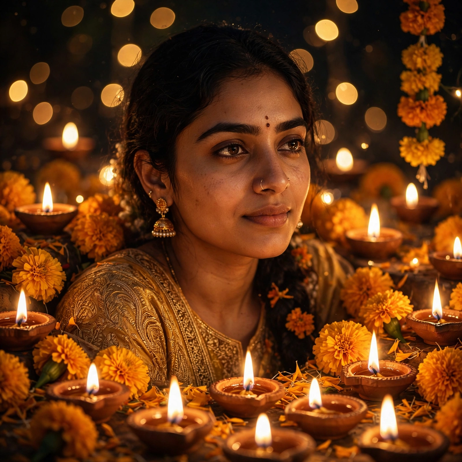 Diwali Diya Woman Art