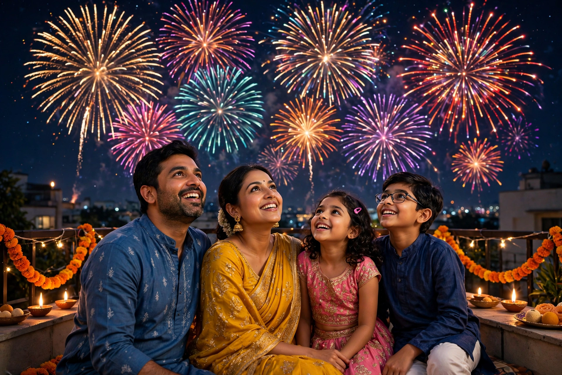 Diwali Fireworks Family