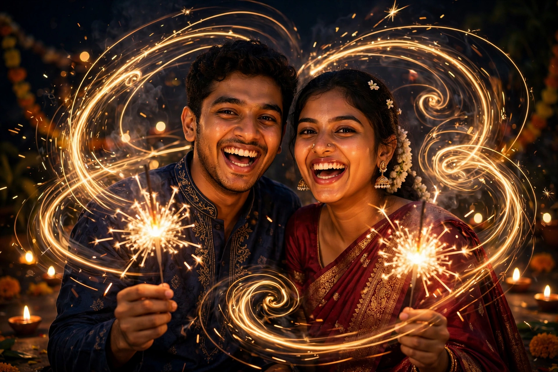 Diwali Fuljhadi Light Trail Portrait