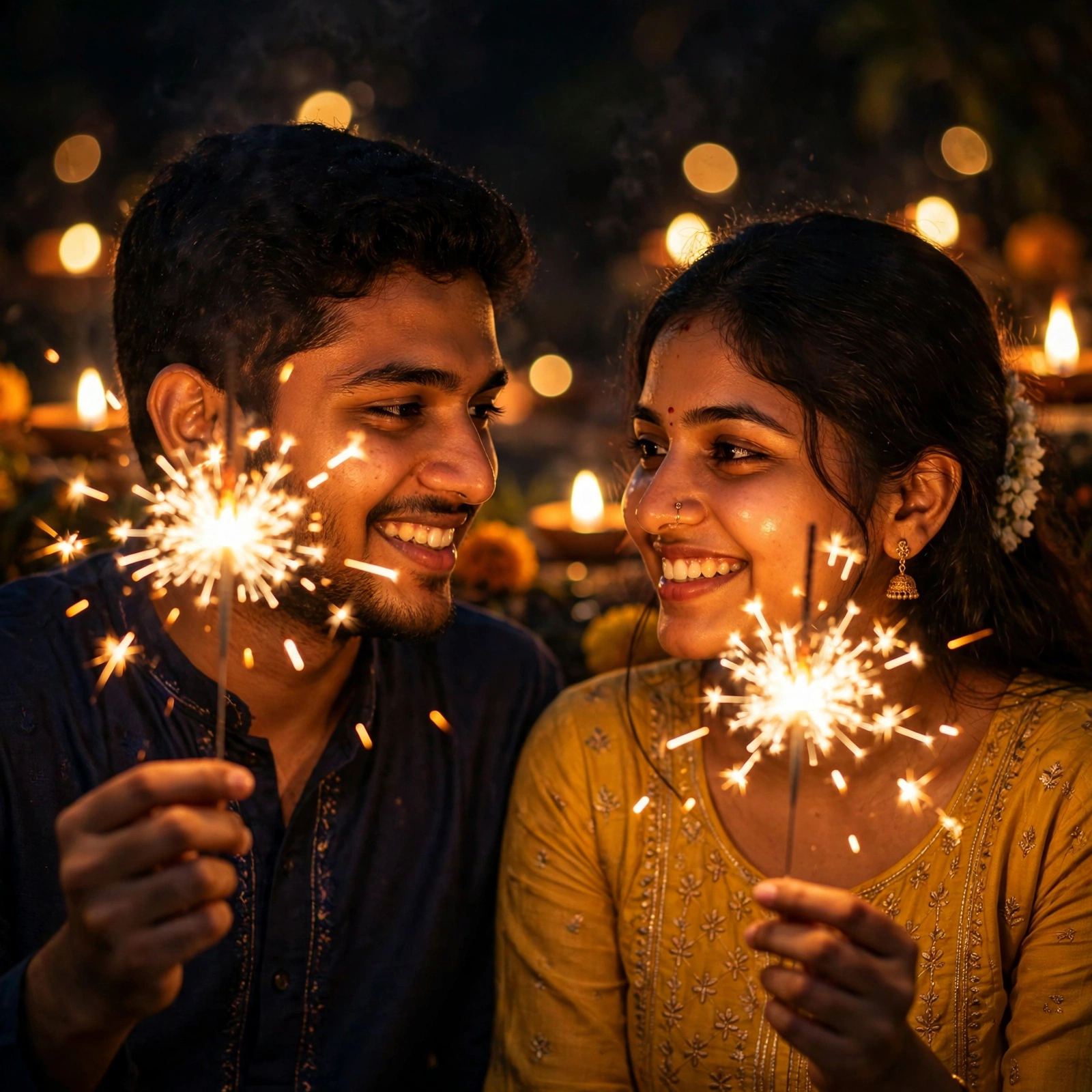 Diwali Sparkler Couple