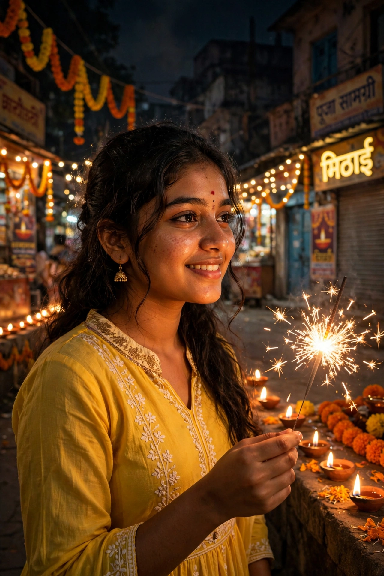 Diwali Sparkler Street Portrait