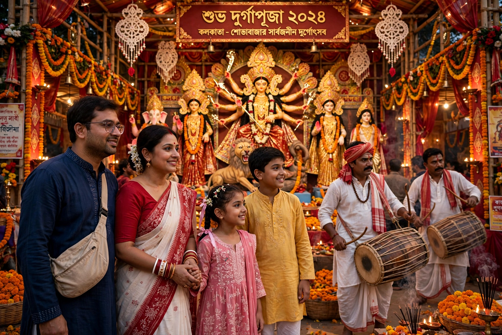 Durga Puja Family Kolkata