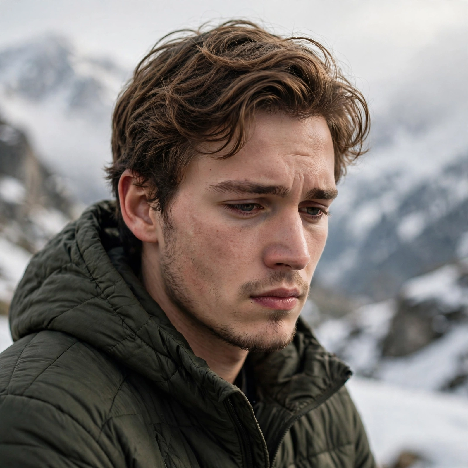 Emotional Photo with a Snowy Mountain