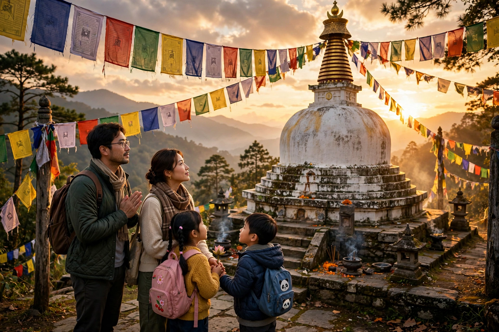 Family Stupa Sunset