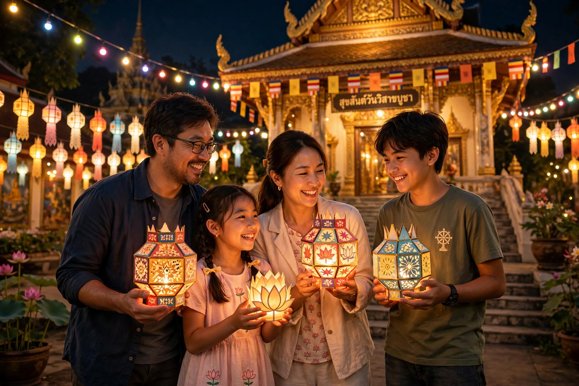 Family Vesak Festival Lights