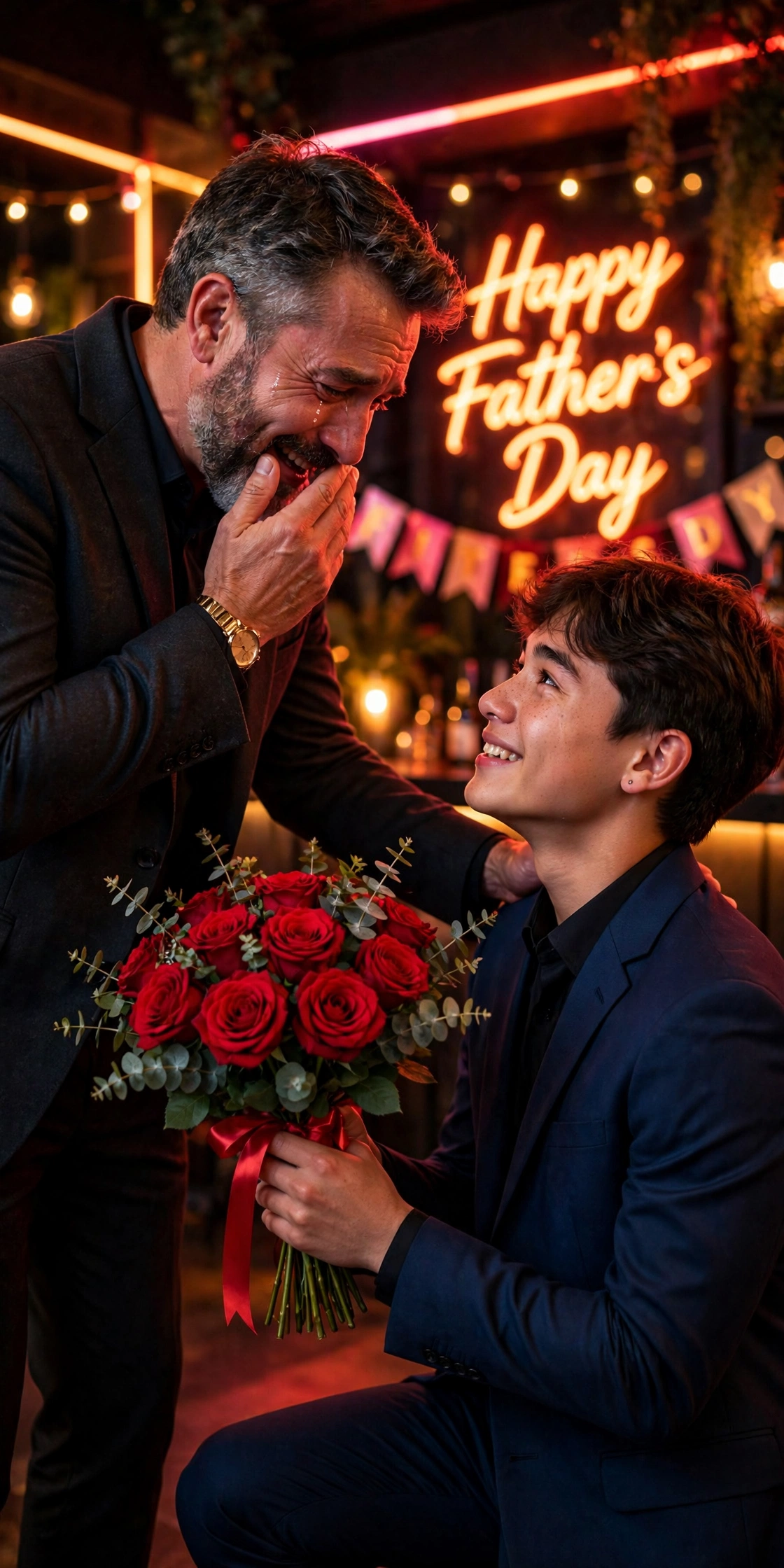 Fathers Day Rose Proposal Portrait