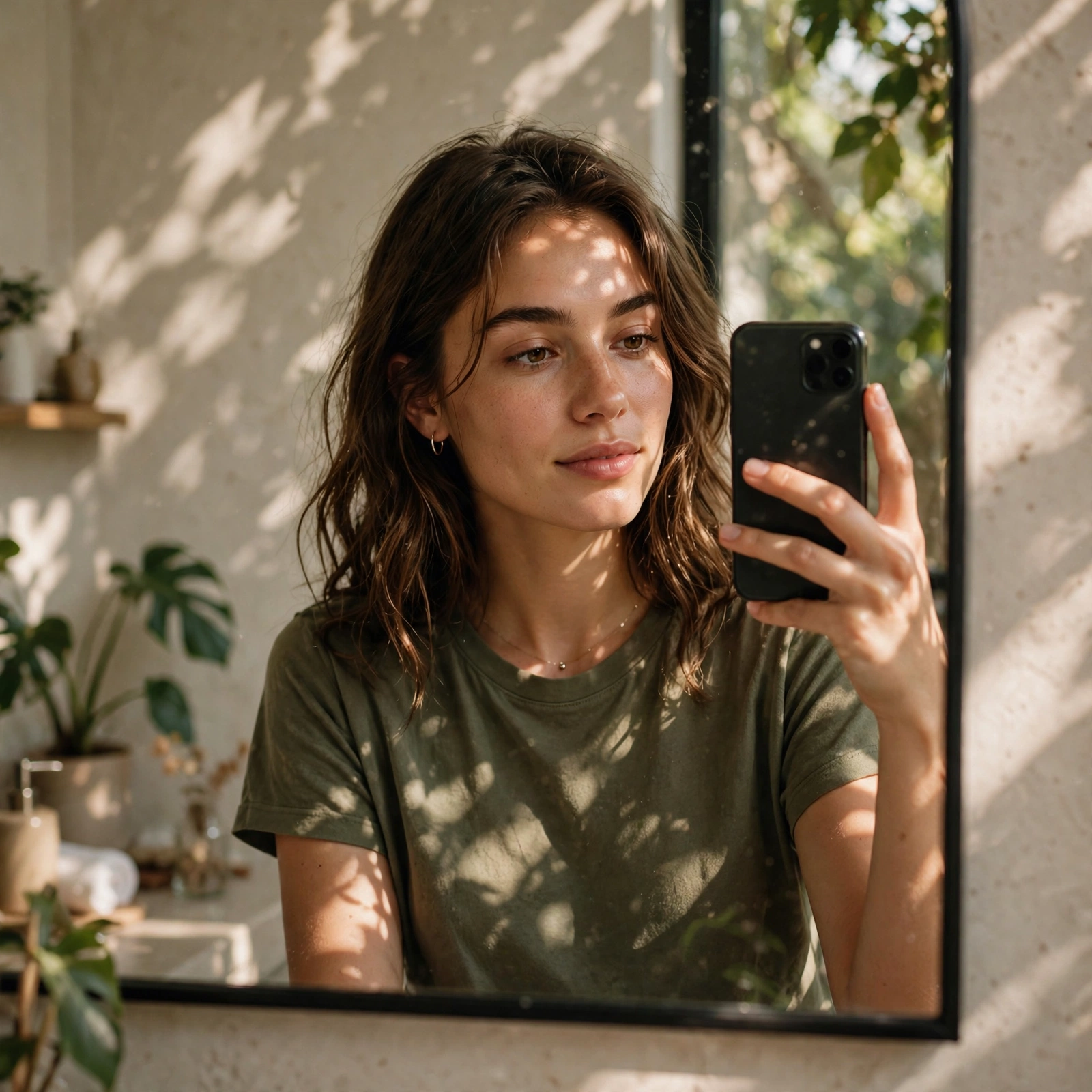 Floral Saree Mirror Selfie DP Prompt