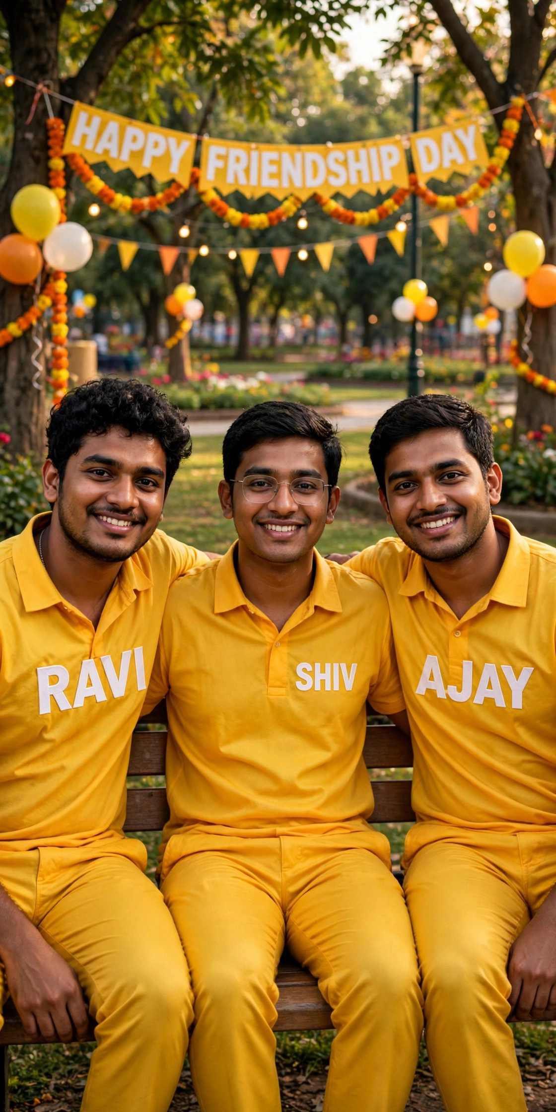 Friendship Day Park Bench Portrait