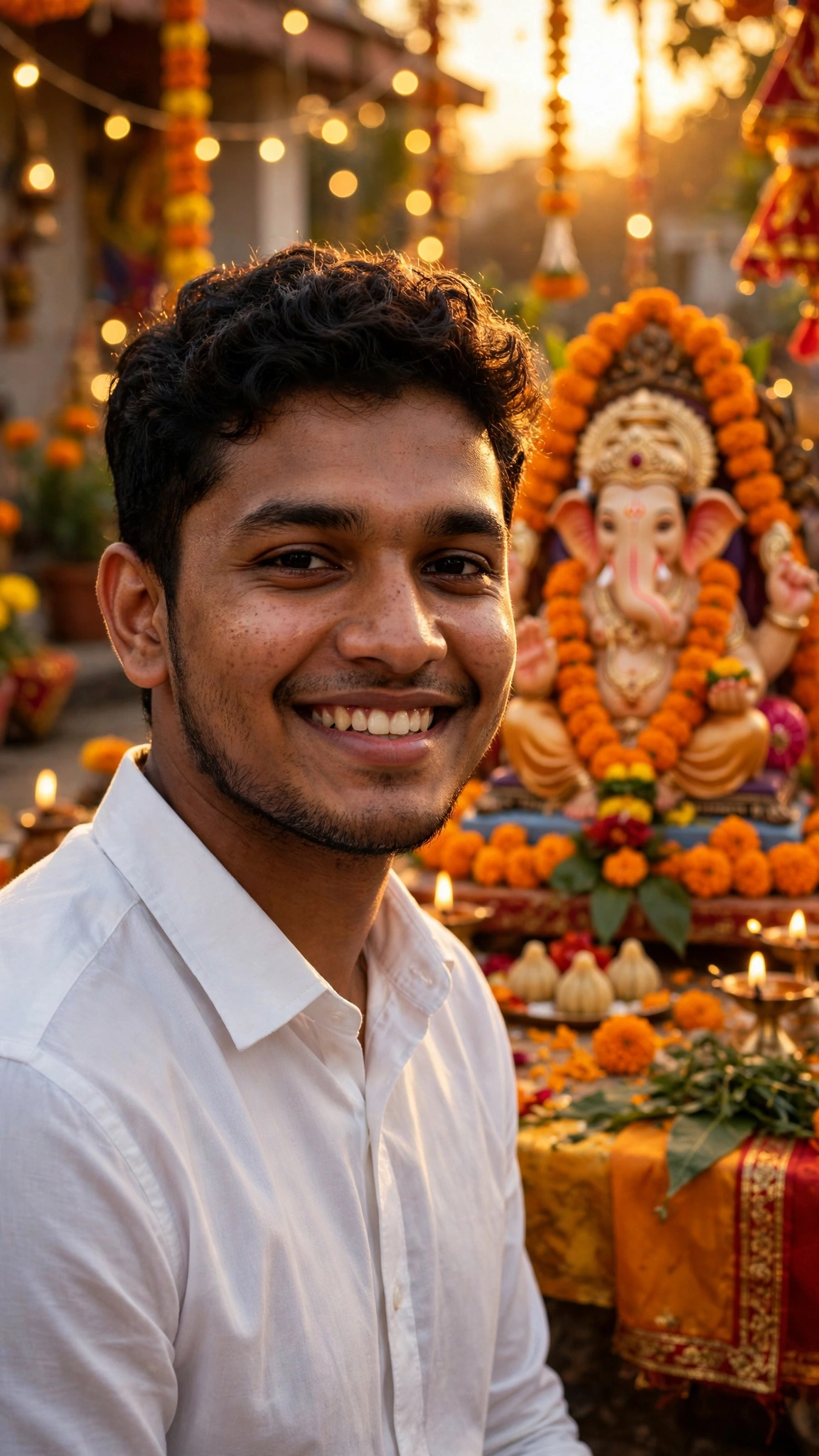 Ganesh Chaturthi White Shirt Portrait Prompt