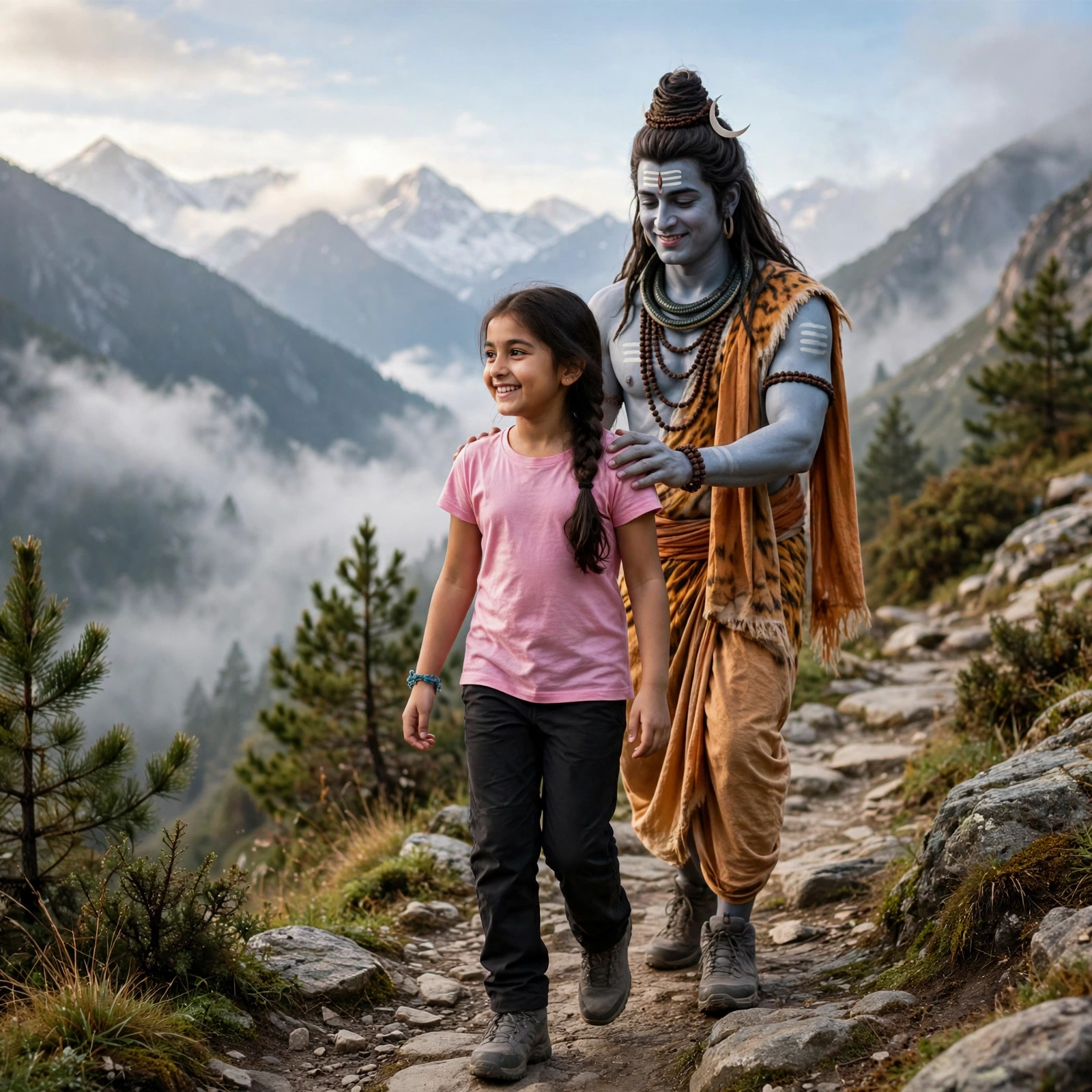 Girl Walking with Lord Mahadev