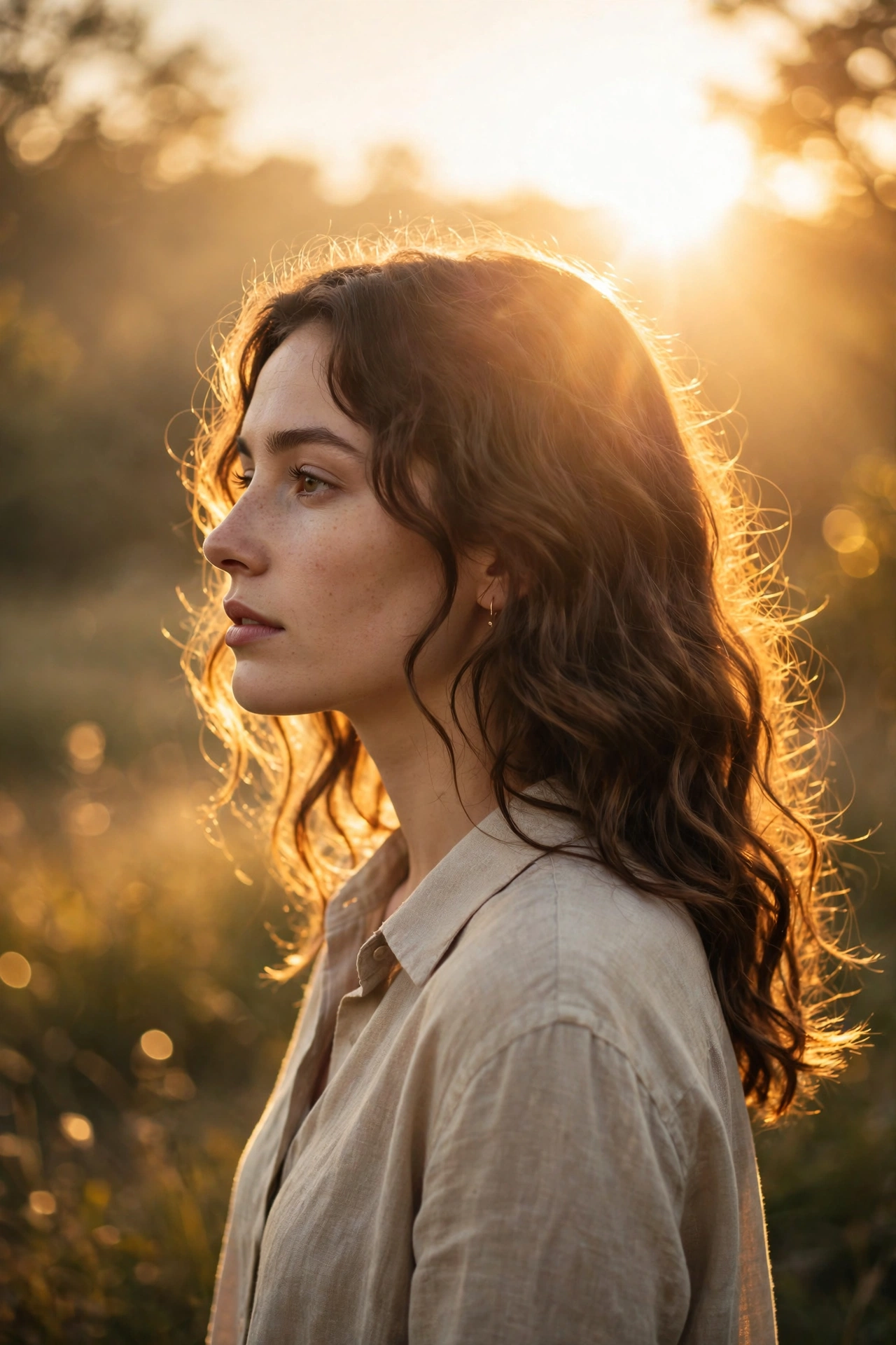 Golden Hour Dreamy Editorial Portrait