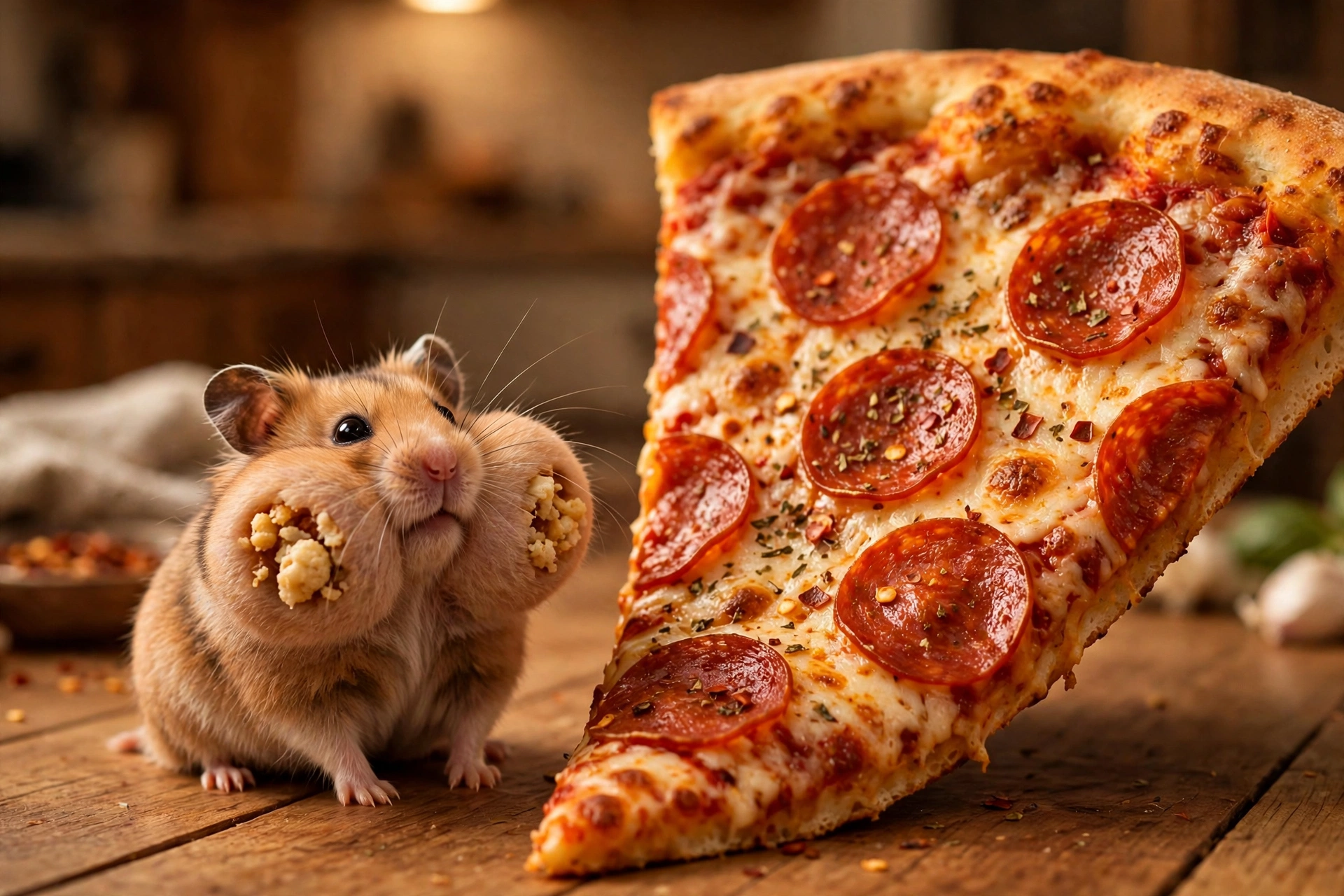 Hamster vs Giant Pizza