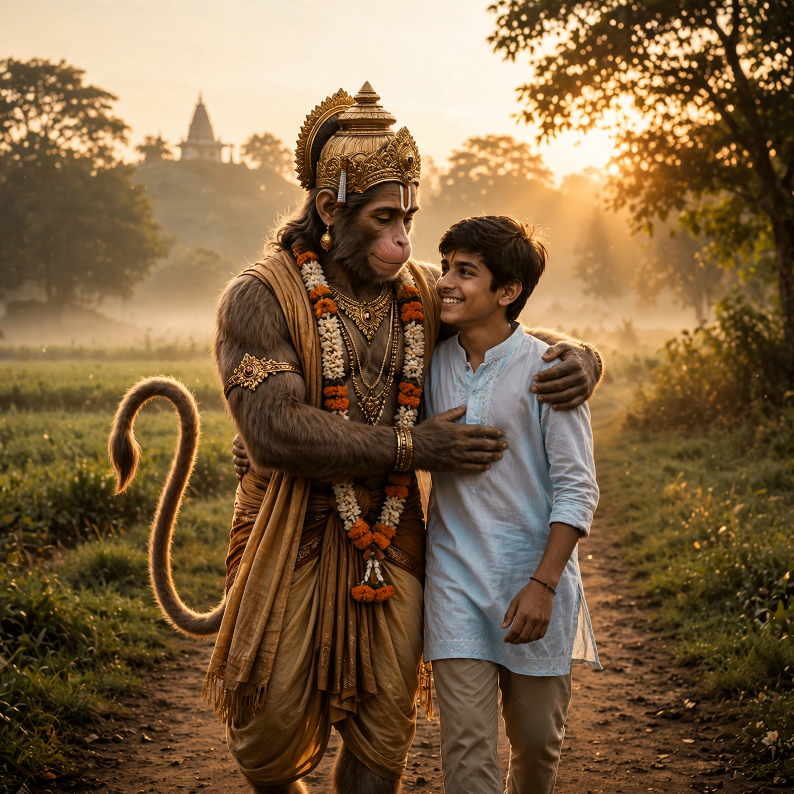 Hanuman Embracing Boy Name Photo Prompt