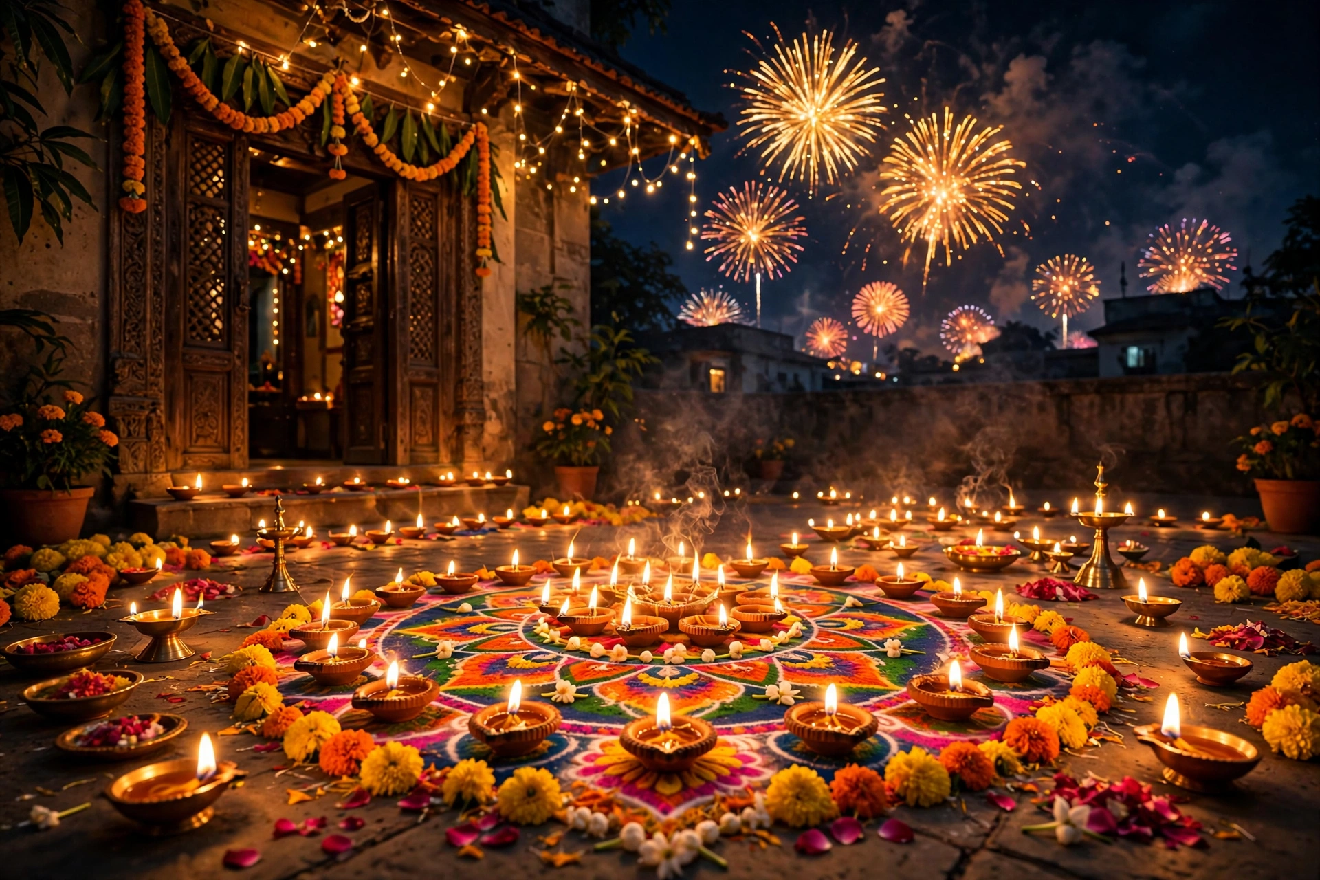 Happy Diwali Festival Scene