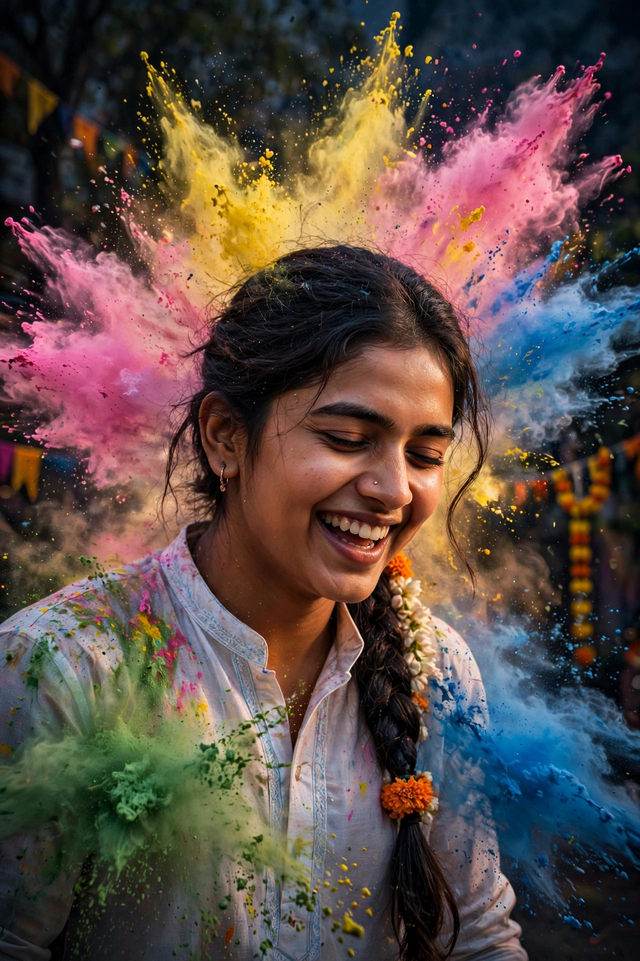 Holi Color Burst Portrait