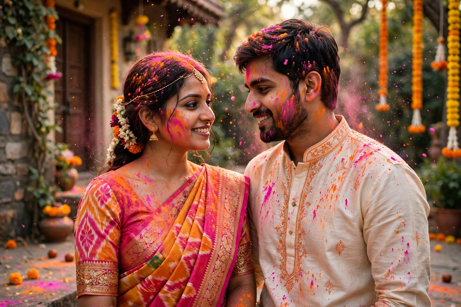 Holi Couple Saree Photoshoot