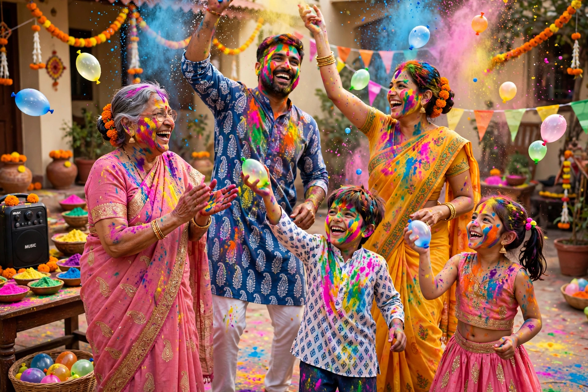 Holi Party Family