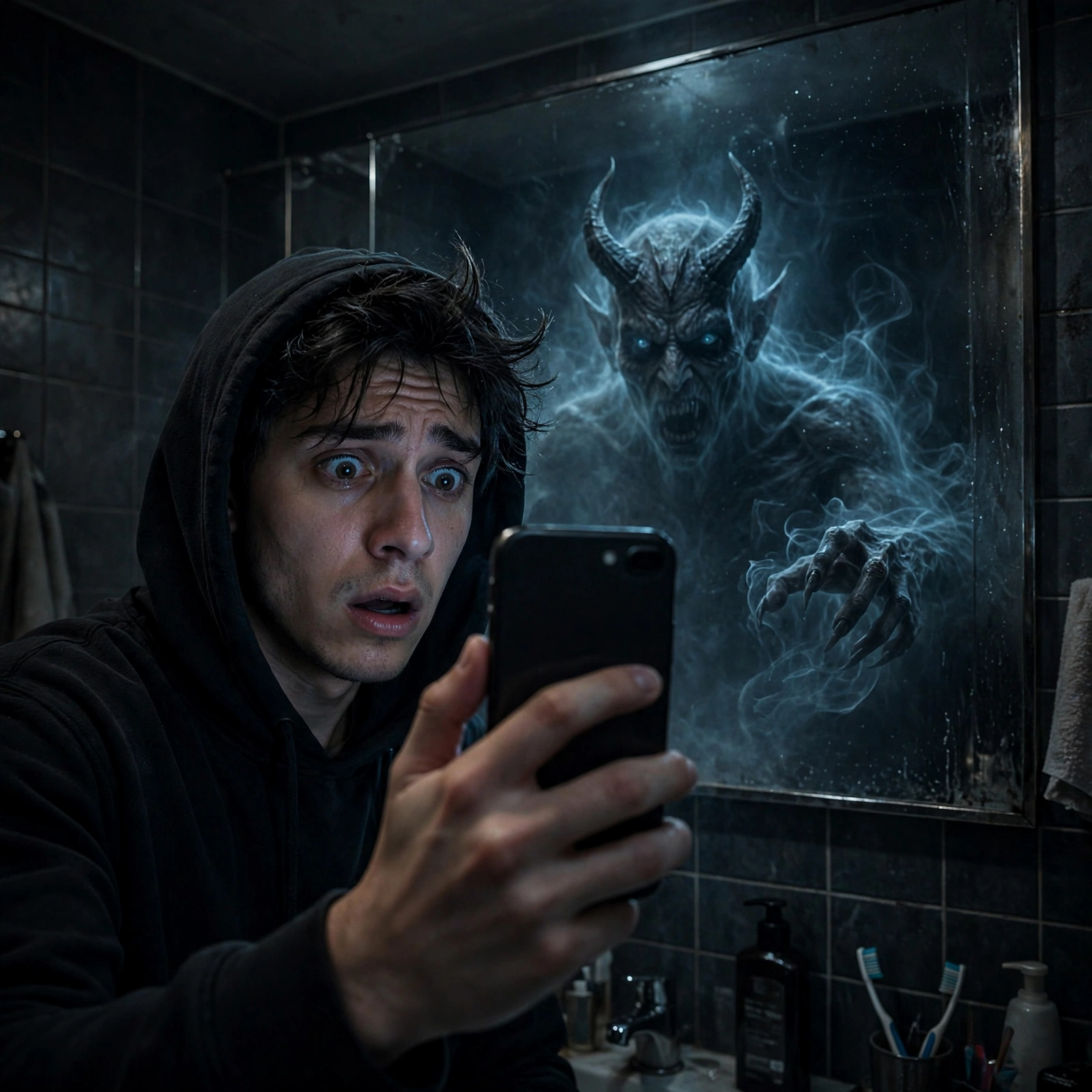 Horror Ghost Demon Mirror Selfie Prompt
