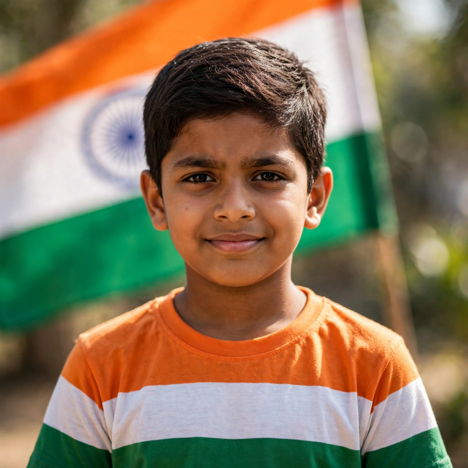 Independence Day Boy in Tricolor T-Shirt