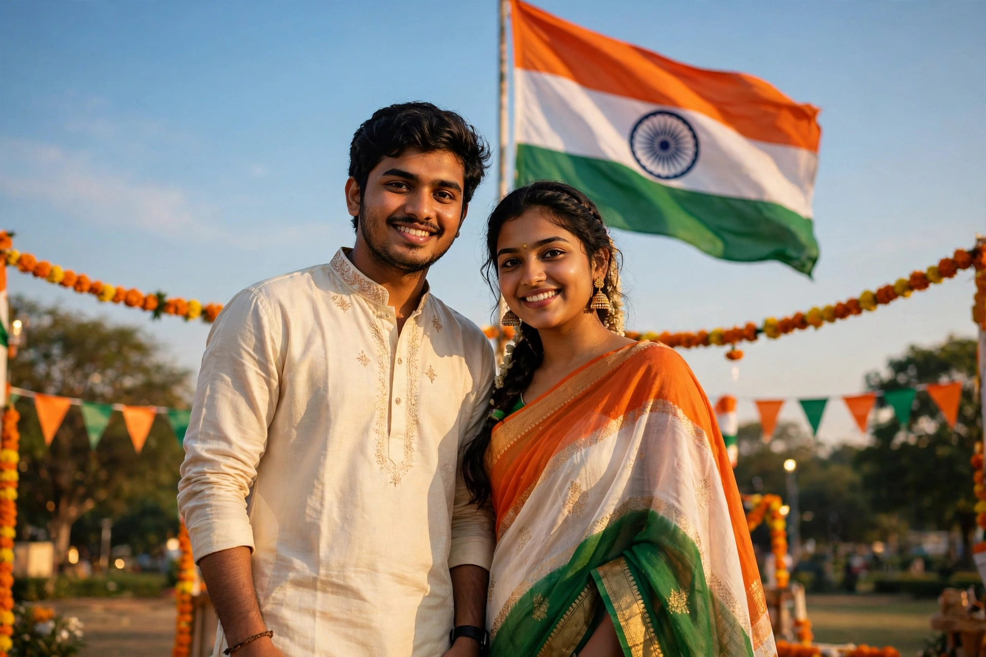 Independence Day Couple Traditional Outfits Prompt