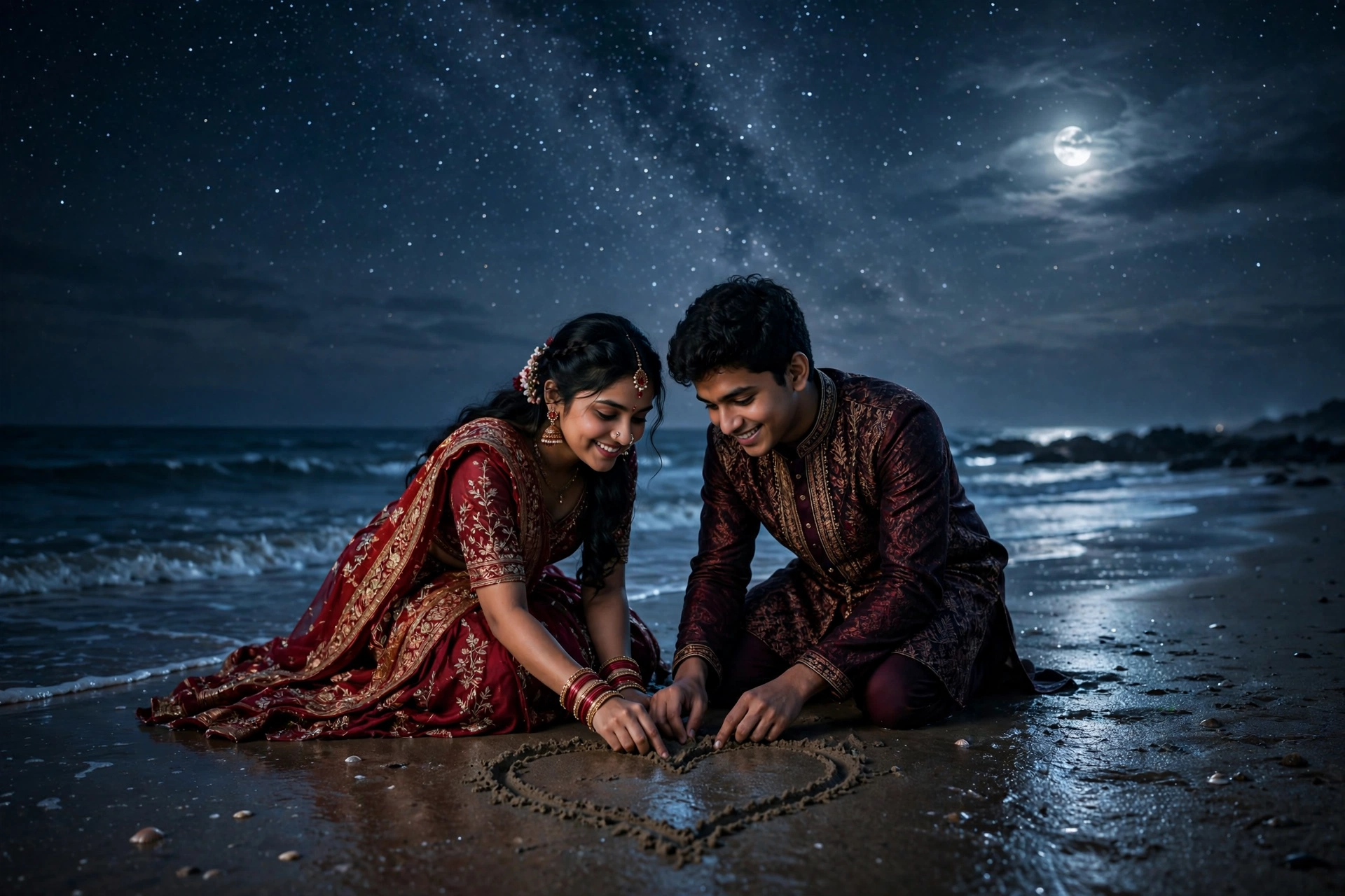 Karva Chauth Seaside Heart Photo Prompt