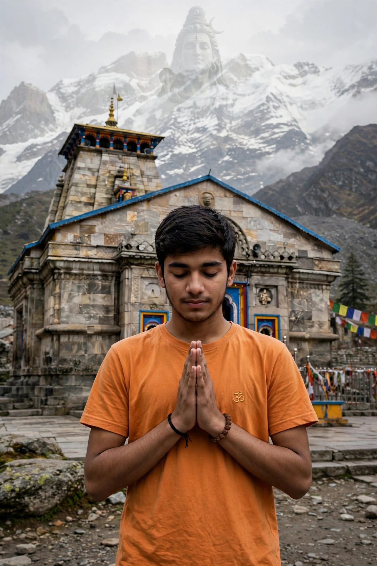 Kedarnath Shiva Name T-Shirt Portrait