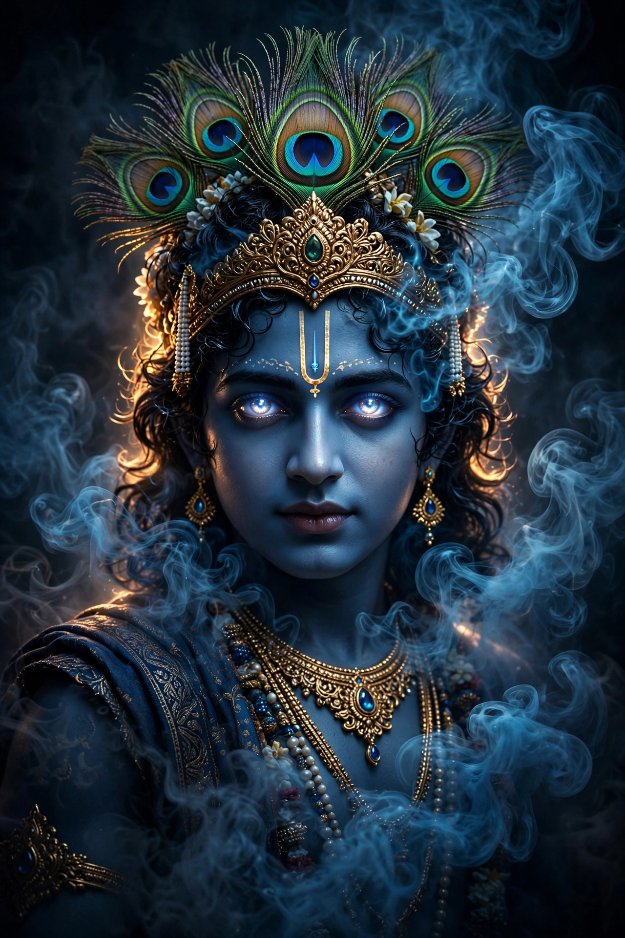 Krishna Smoke Guardian Portrait