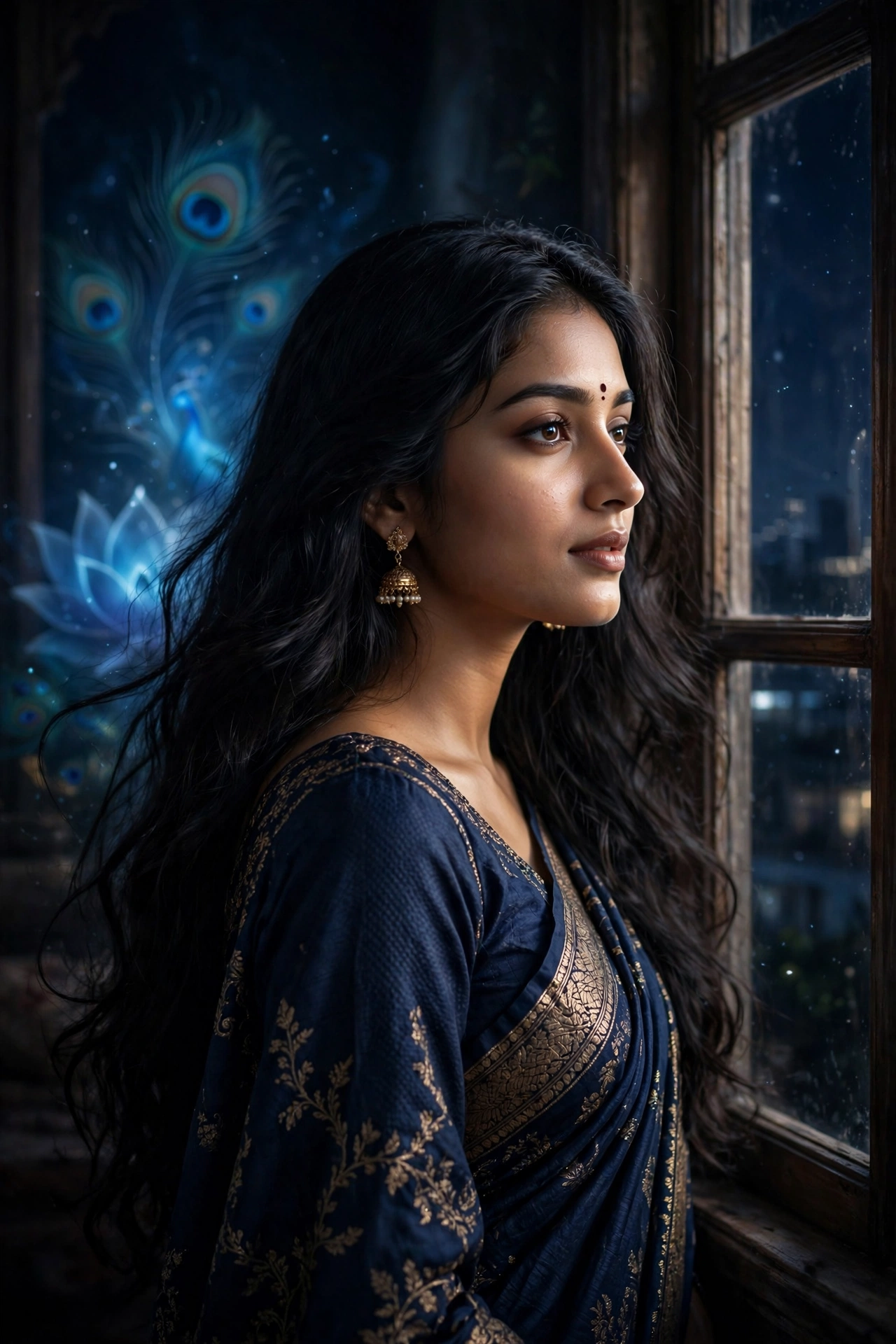 Krishna Window Night Portrait