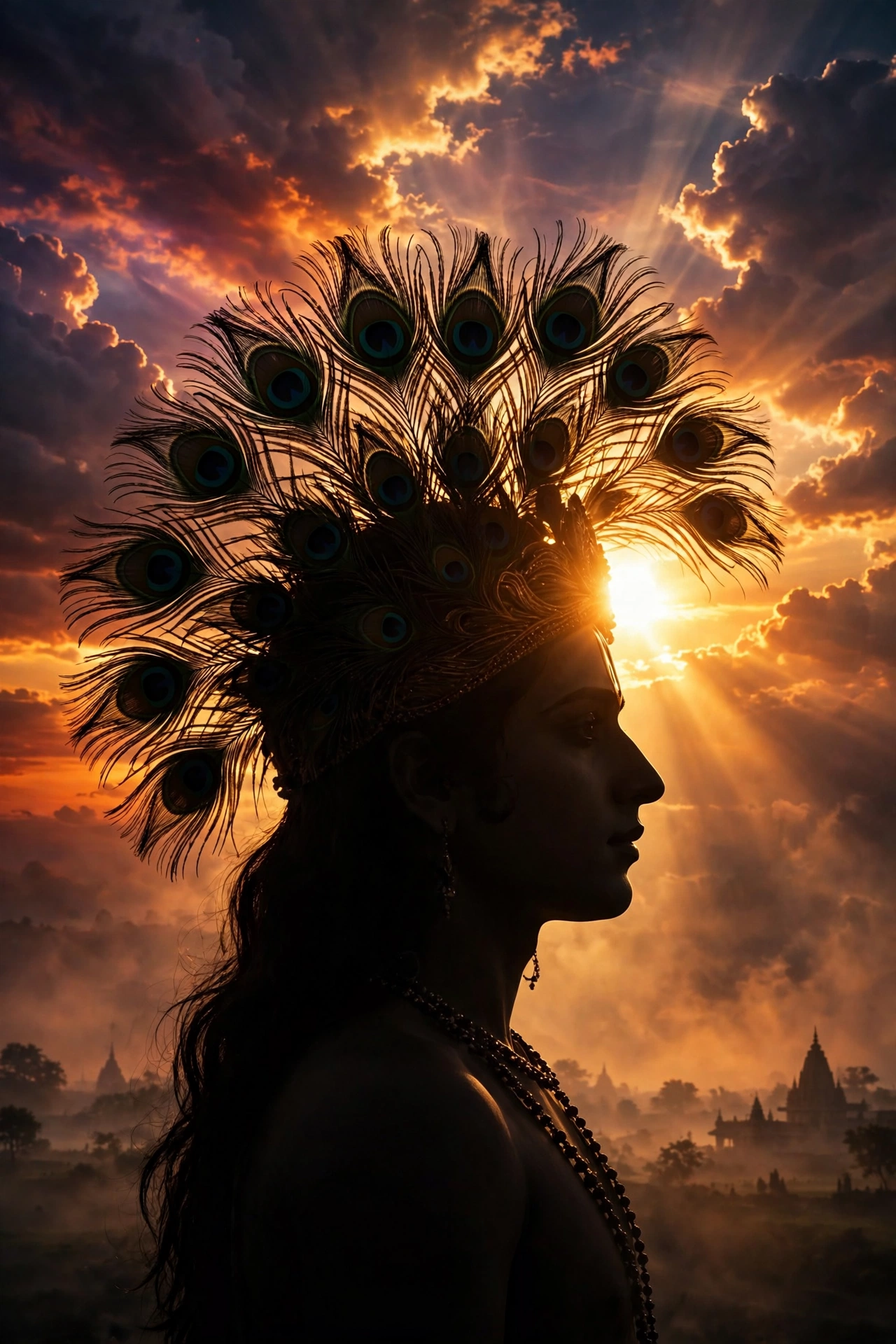 Lord Krishna Silhouette Portrait