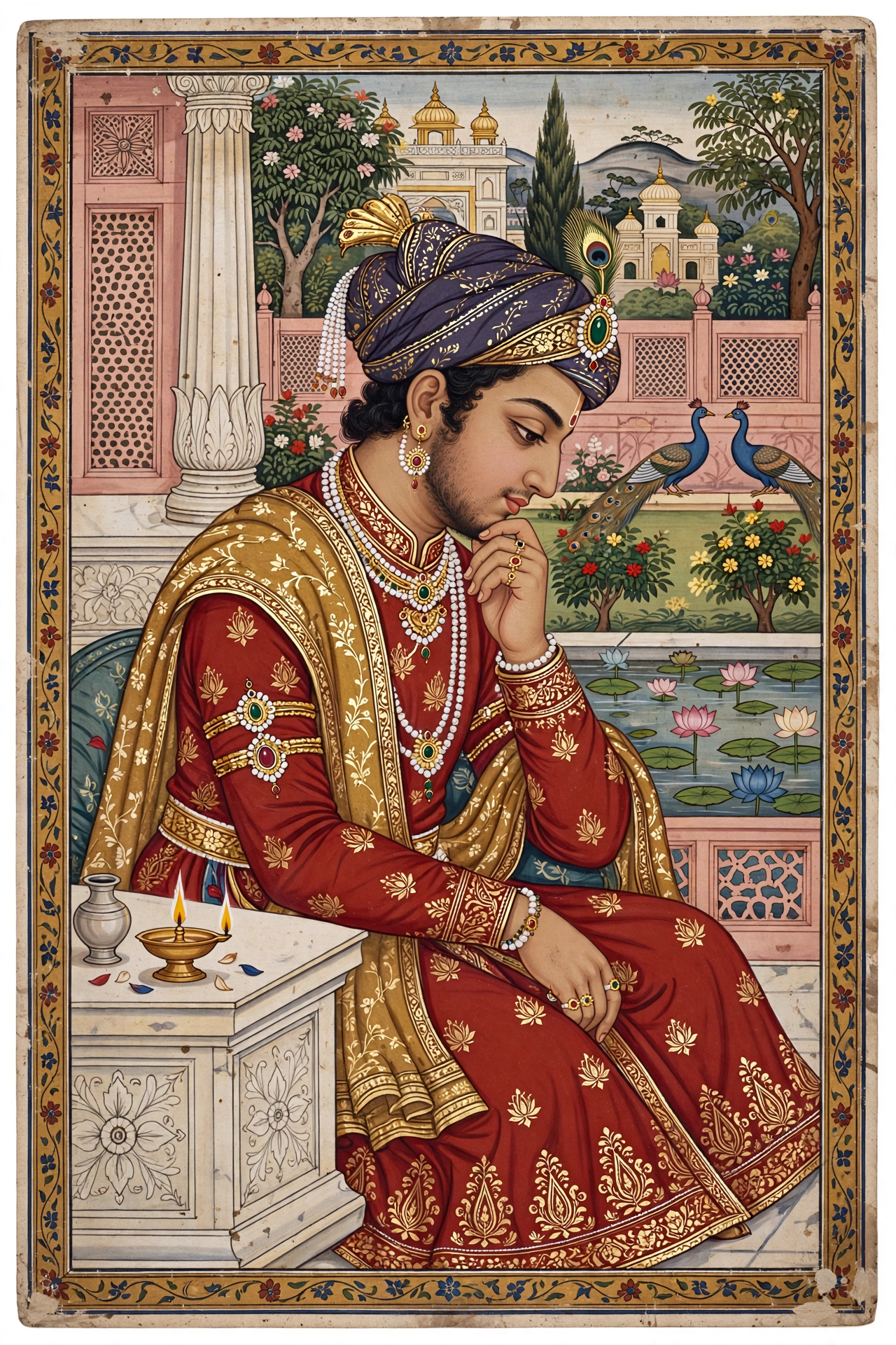 Mahabharata Painting Contemplation Portrait