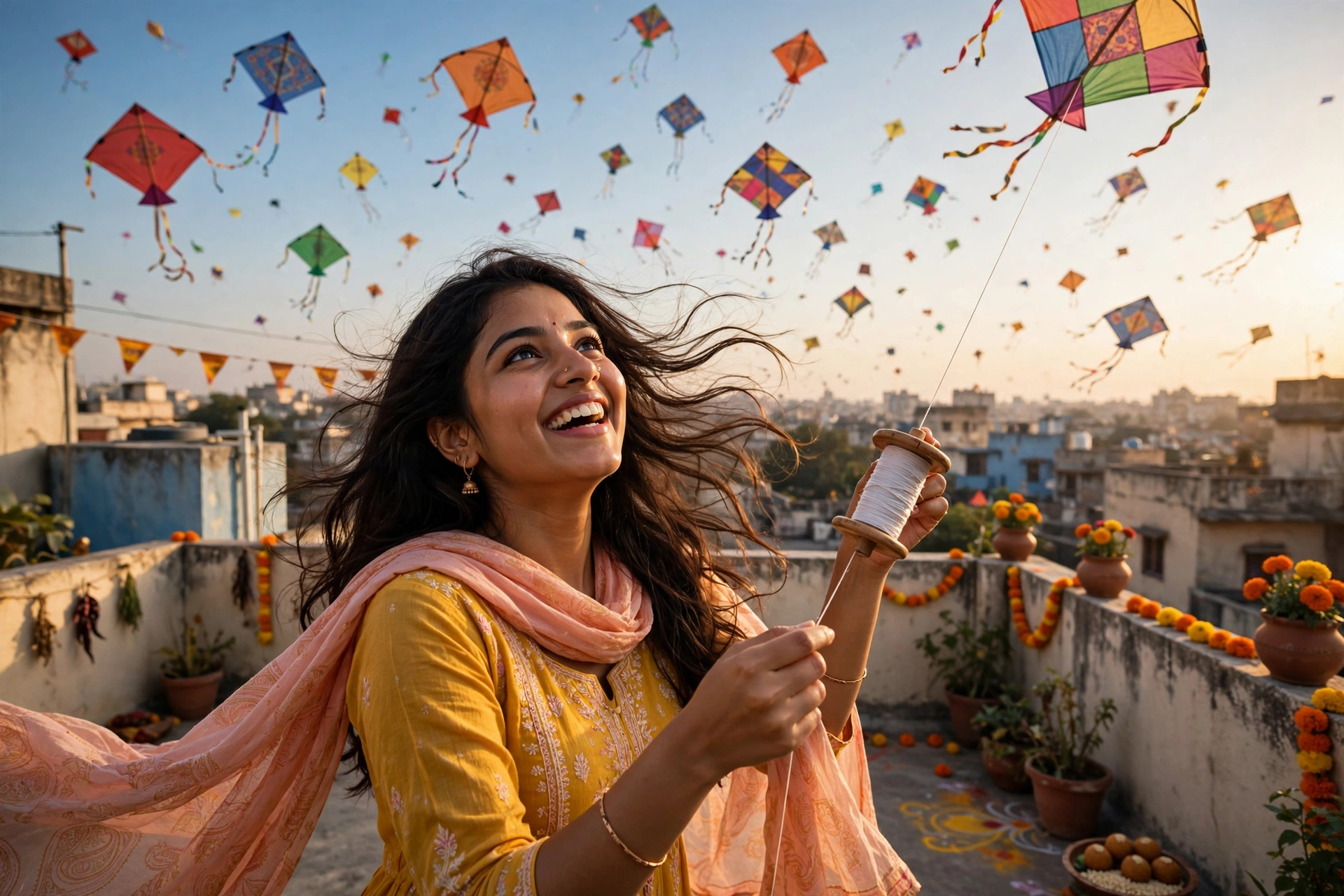 Makar Sankranti Kite Portrait