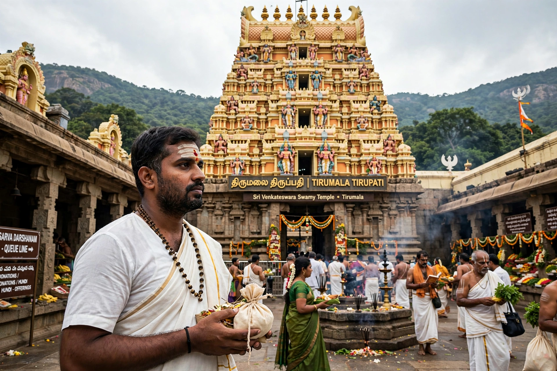 Man at Tirupati Temple
