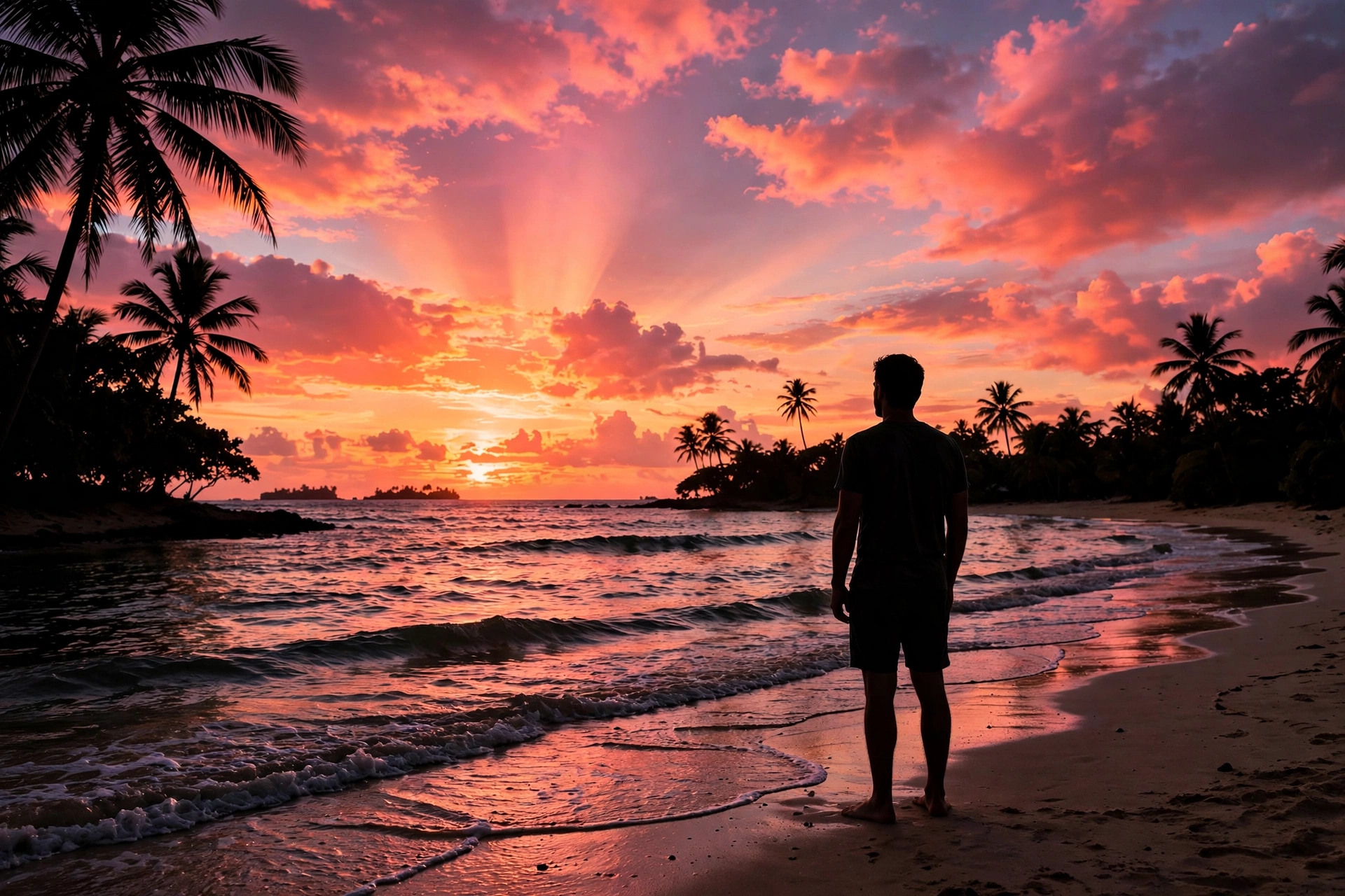 Man Beach Sunset