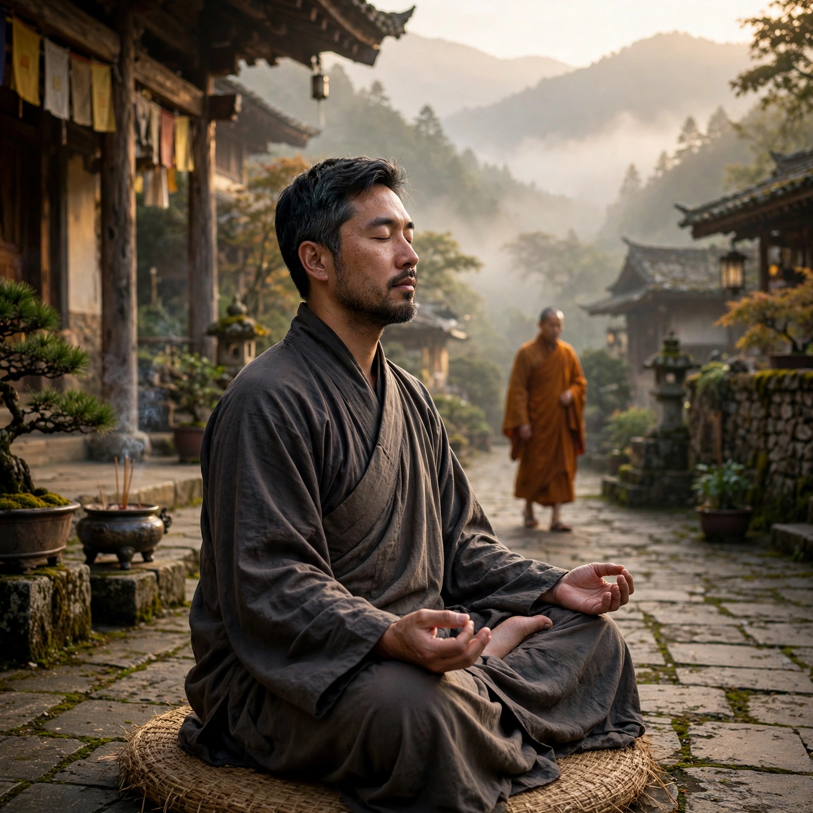 Man Meditating Monk